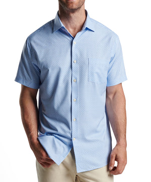 Peter Millar Geo Print Short Sleeve Spread Collar Sport Shirt