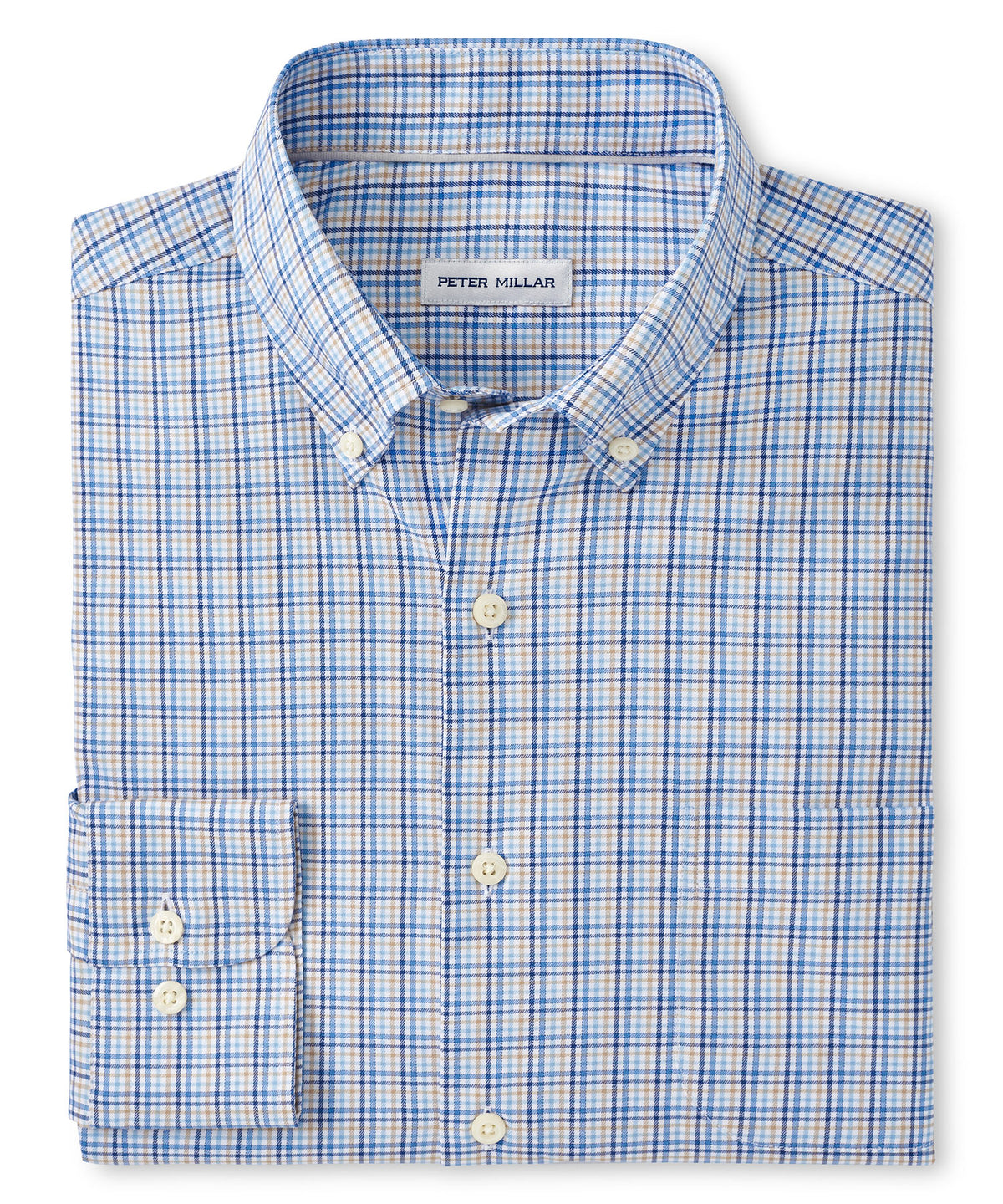 Peter Millar Long Sleeve Cutler Button-Down Collar Patterned Sport Shirt, Men's Big & Tall