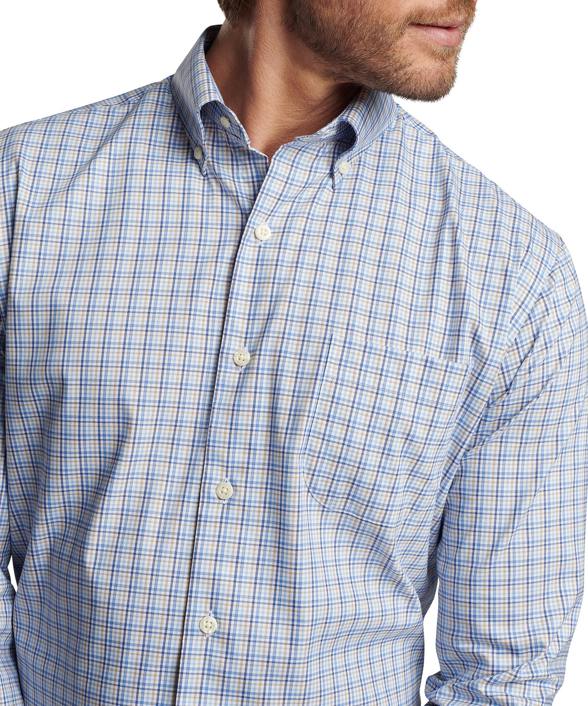 Peter Millar Long Sleeve Cutler Button-Down Collar Patterned Sport Shirt, Men's Big & Tall