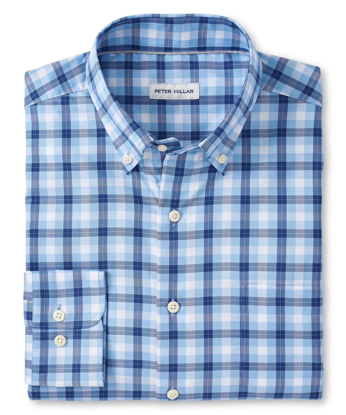 Peter Millar Long Sleeve Blue Hill Button-Down Sport Shirt, Men's Big & Tall