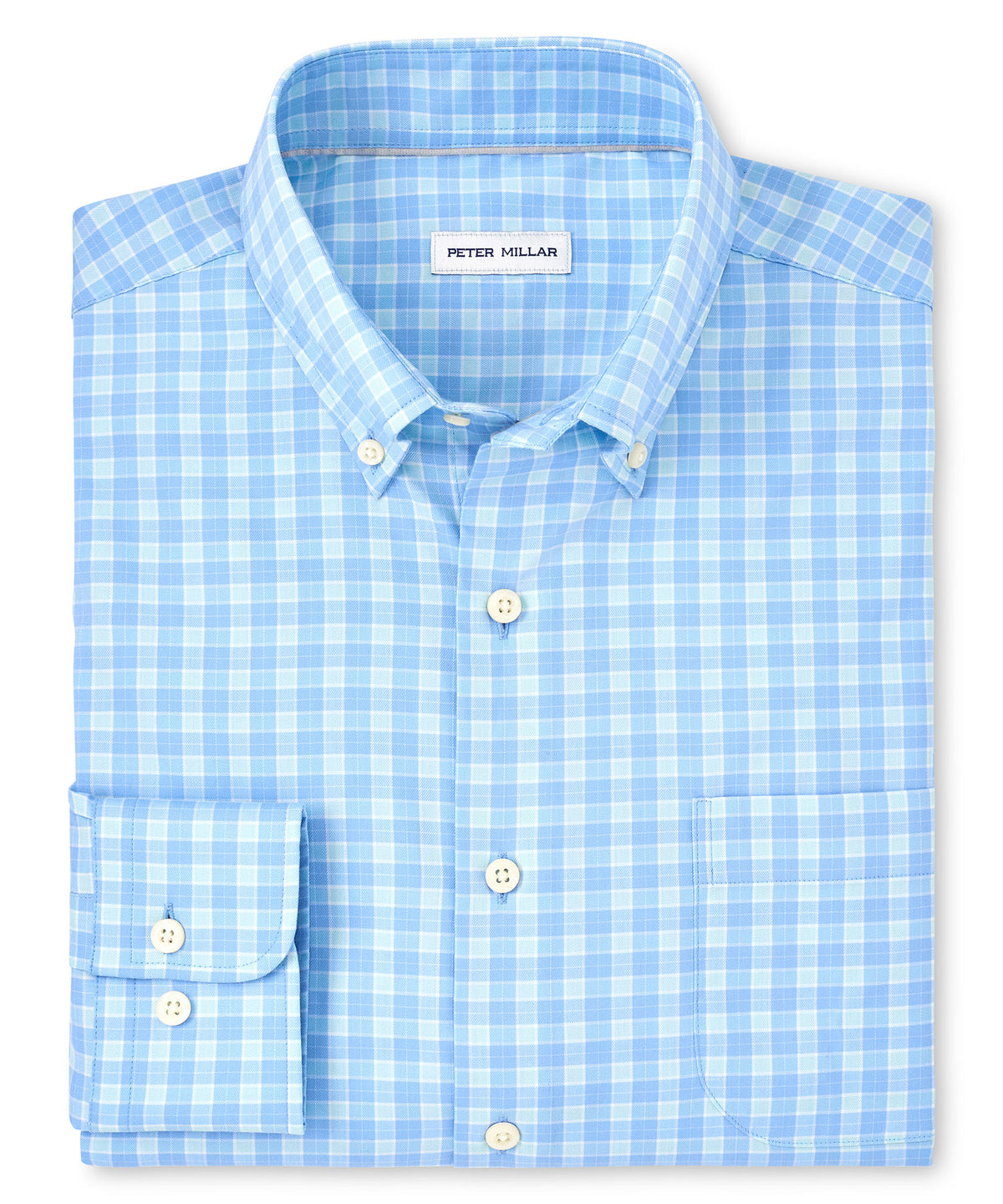 Peter Millar Long Sleeve Bethel Button-Down Collar Patterned Sport Shirt, Men's Big & Tall