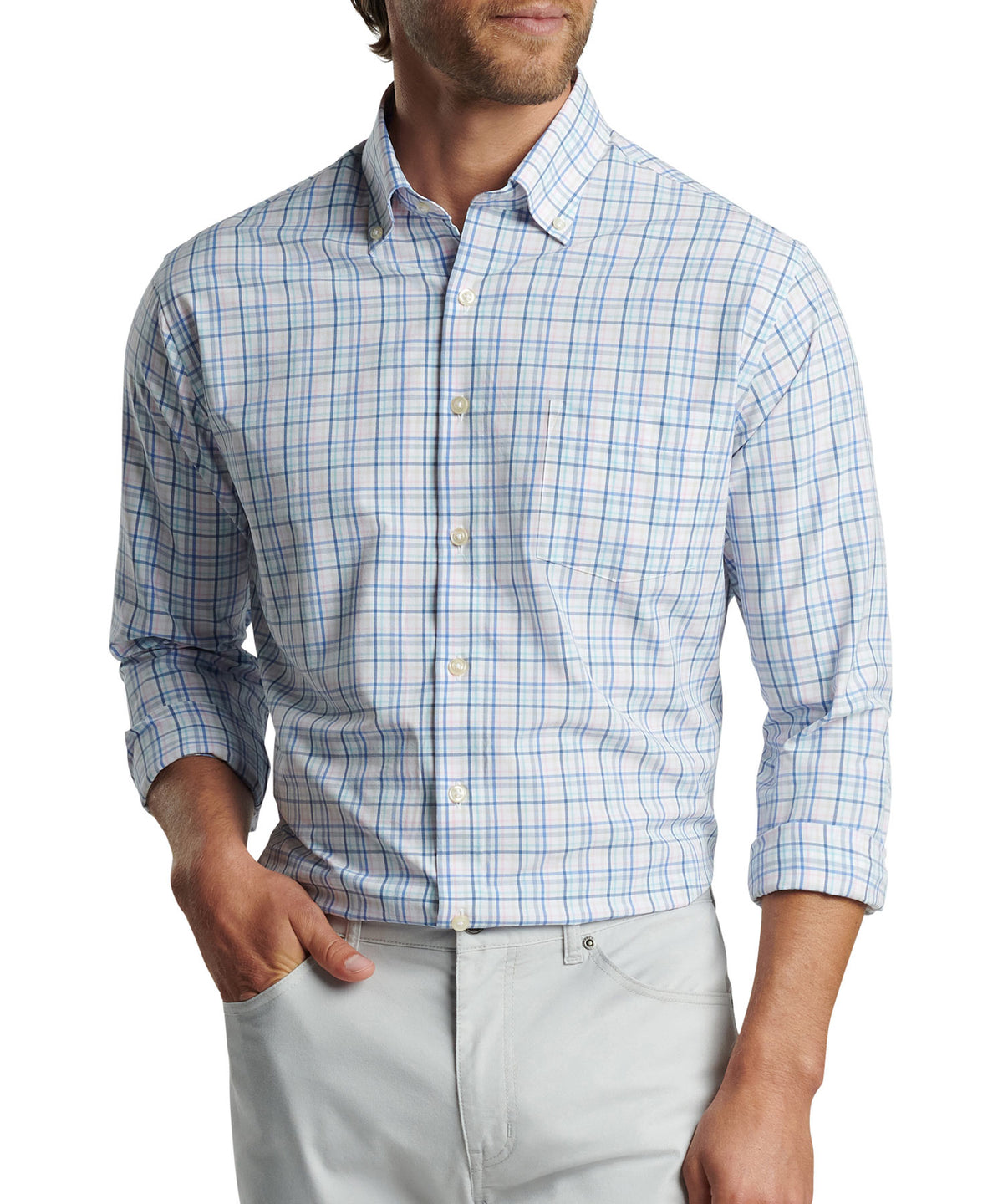 Peter Millar Roxbury Performance Button-Down Collar Sport Shirt, Men's Big & Tall