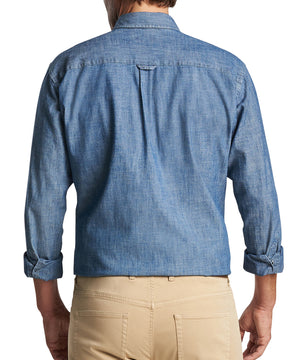 Peter Millar Long Sleeve Chambray Button-Down Collar Sport Shirt