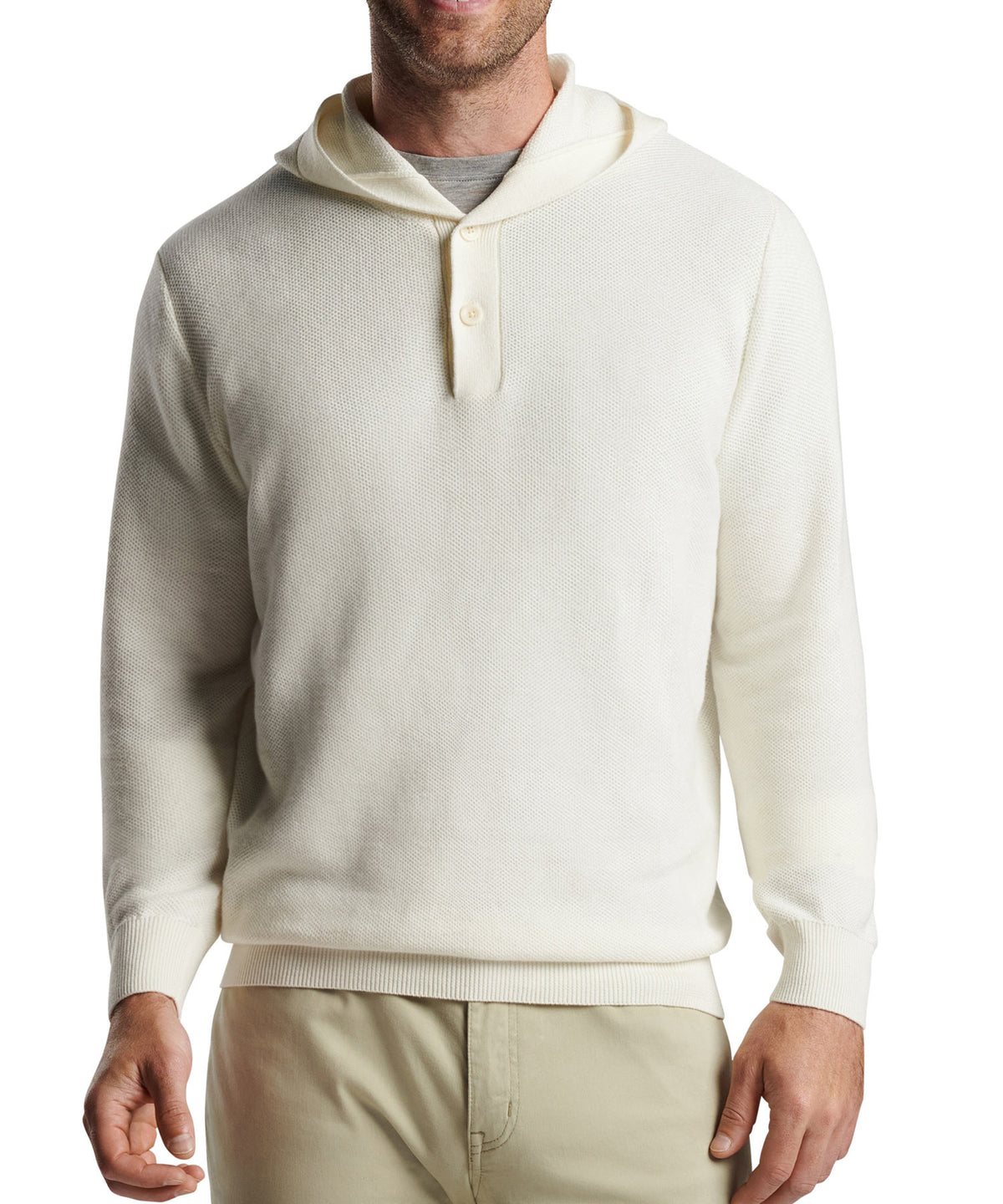 Peter Millar Long Sleeve Hickory Henley Hoodie Pullover, Men's Big & Tall