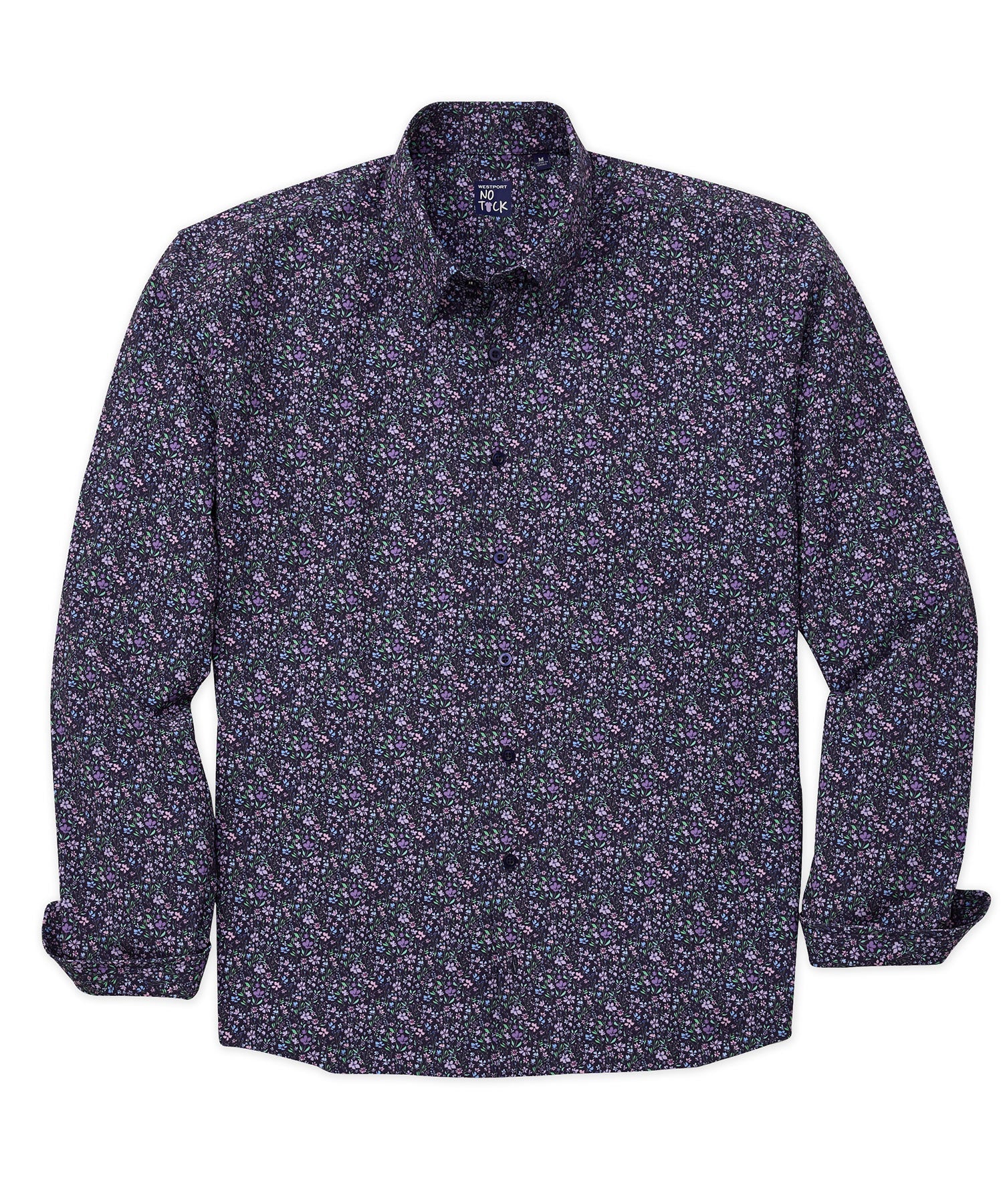 Westport No-Tuck Long Sleeve 'Flowers' Print Stretch Performance Sport Shirt, Men's Big & Tall