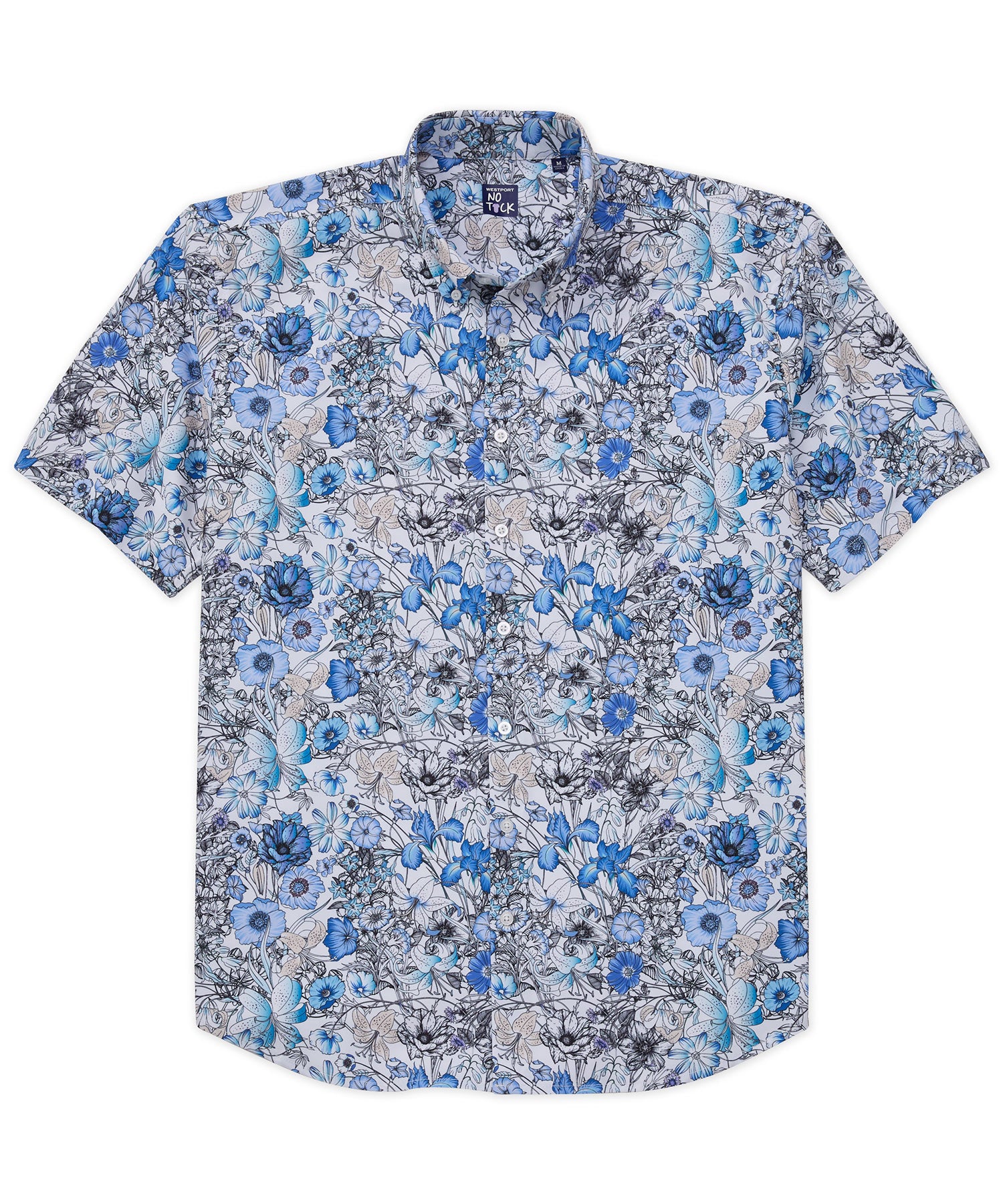 Westport No-Tuck Short Sleeve 'Exploded Floral' Stretch Performance Sport Shirt, Men's Big & Tall