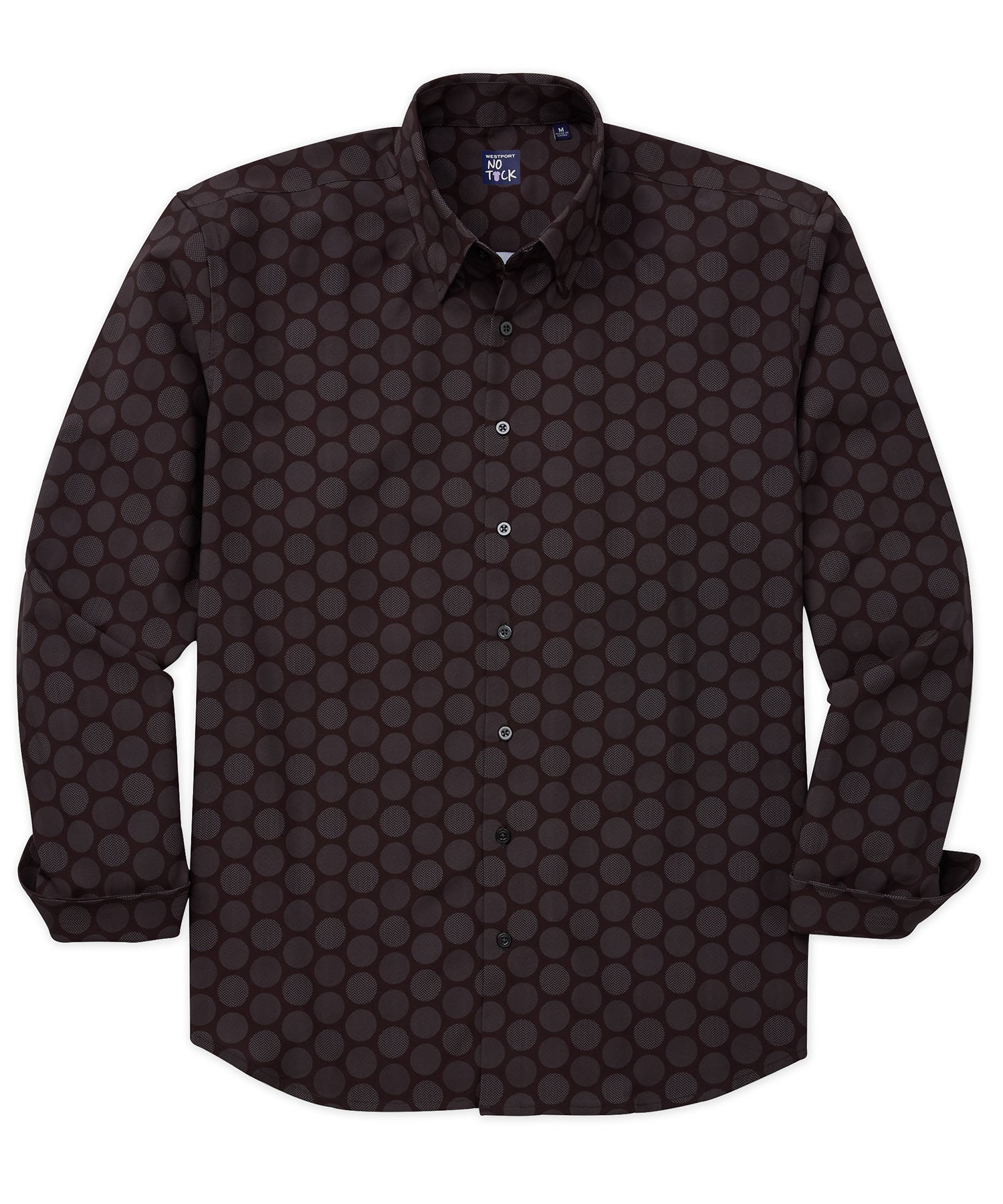 Westport No-Tuck Long Sleeve 'Smoke Circles' Stretch Performance Sport Shirt, Men's Big & Tall