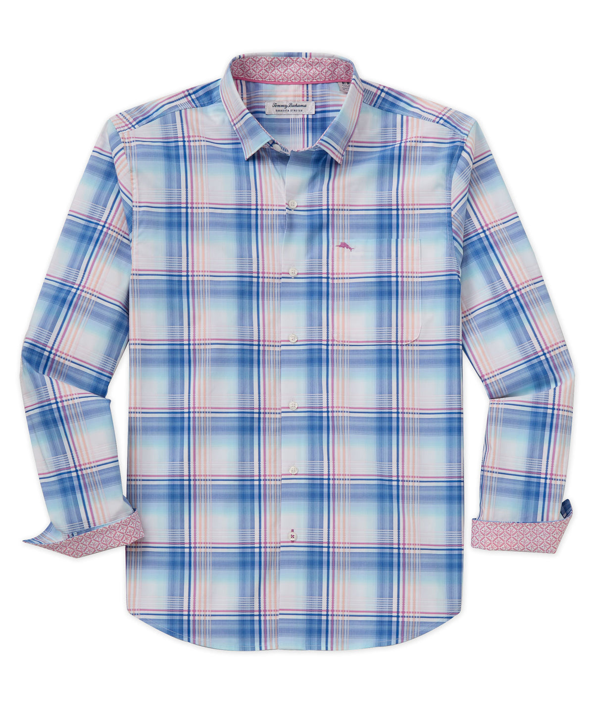 Tommy Bahama Long Sleeve Sarasota Stretch Ombre Check Sport Shirt, Men's Big & Tall