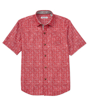 Tommy Bahama Short Sleeve Coconut Point Fleur De Geo Printed Sport Shirt