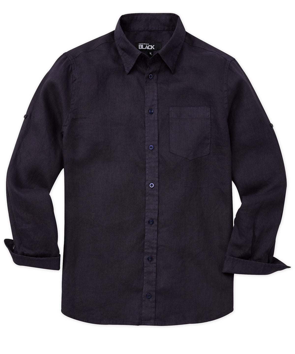 Westport Black Southport Long Sleeve Linen Sport Shirt, Men's Big & Tall