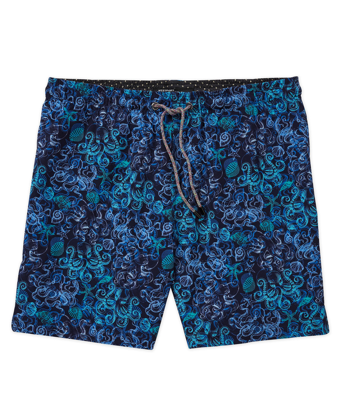 Westport Black Hampton Octopus Print Swim Short, Men's Big & Tall