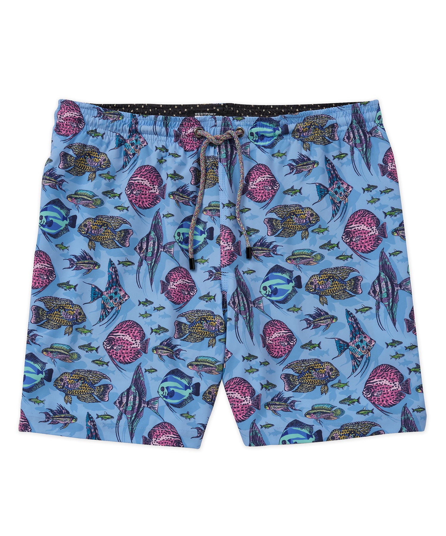 Westport Black Hampton Tropical Fish Print Swim Short, Men's Big & Tall