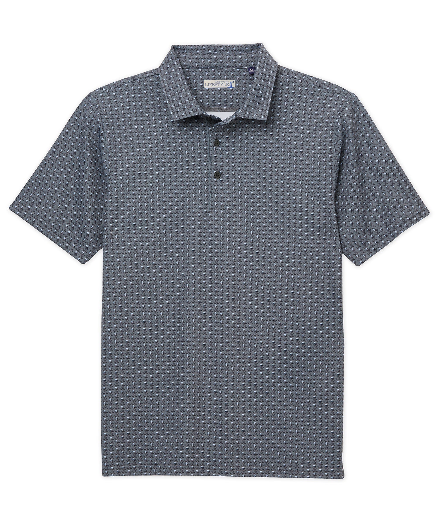 Westport Lifestyle Skull Golf Print Performance Polo Knit Shirt, Men's Big & Tall