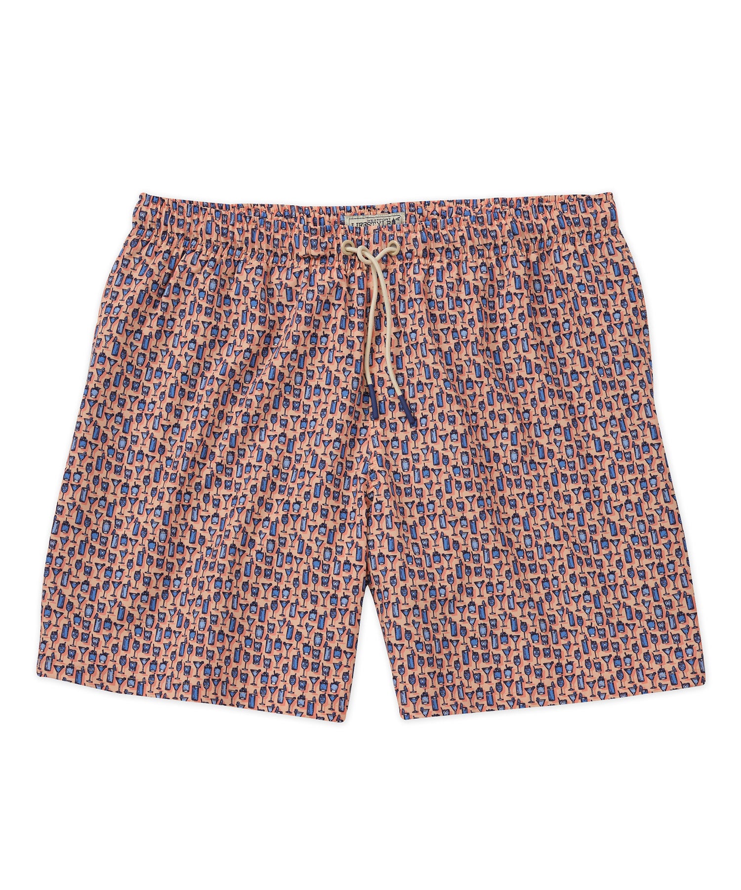 Westport Lifestyle Compo Cocktail Print Stretch Swim Trunk, Men's Big & Tall