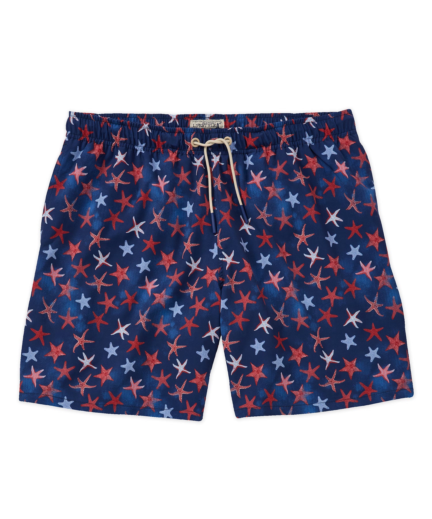 Westport Lifestyle Compo Patriot Stars Print Stretch Swim Trunk, Men's Big & Tall