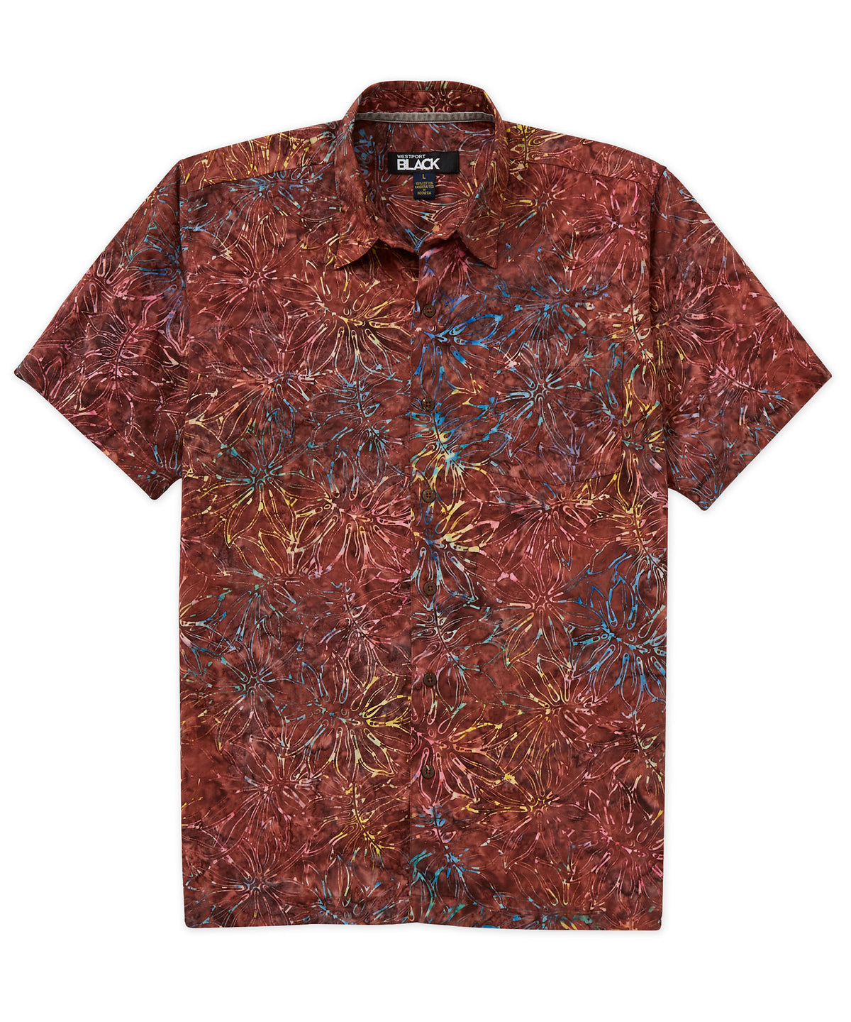 Westport Black Short Sleeve Batik Print Camp Shirt, Men's Big & Tall