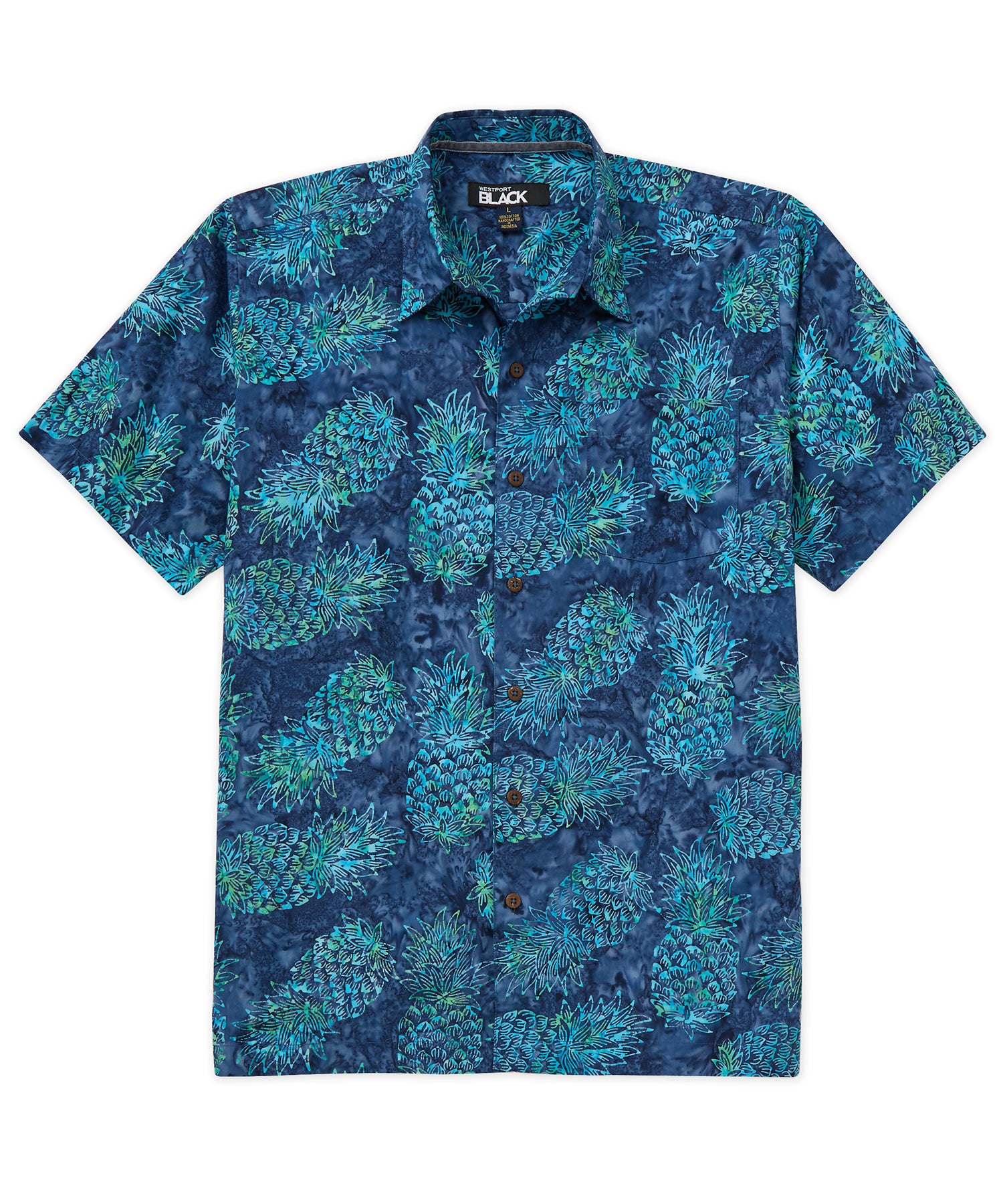 Westport Black Short Sleeve Batik Print Camp Shirt, Men's Big & Tall