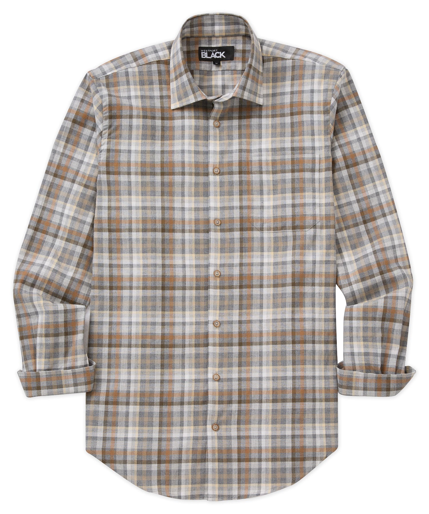 Westport Black Long Sleeve Plaid Sport Shirt, Men's Big & Tall