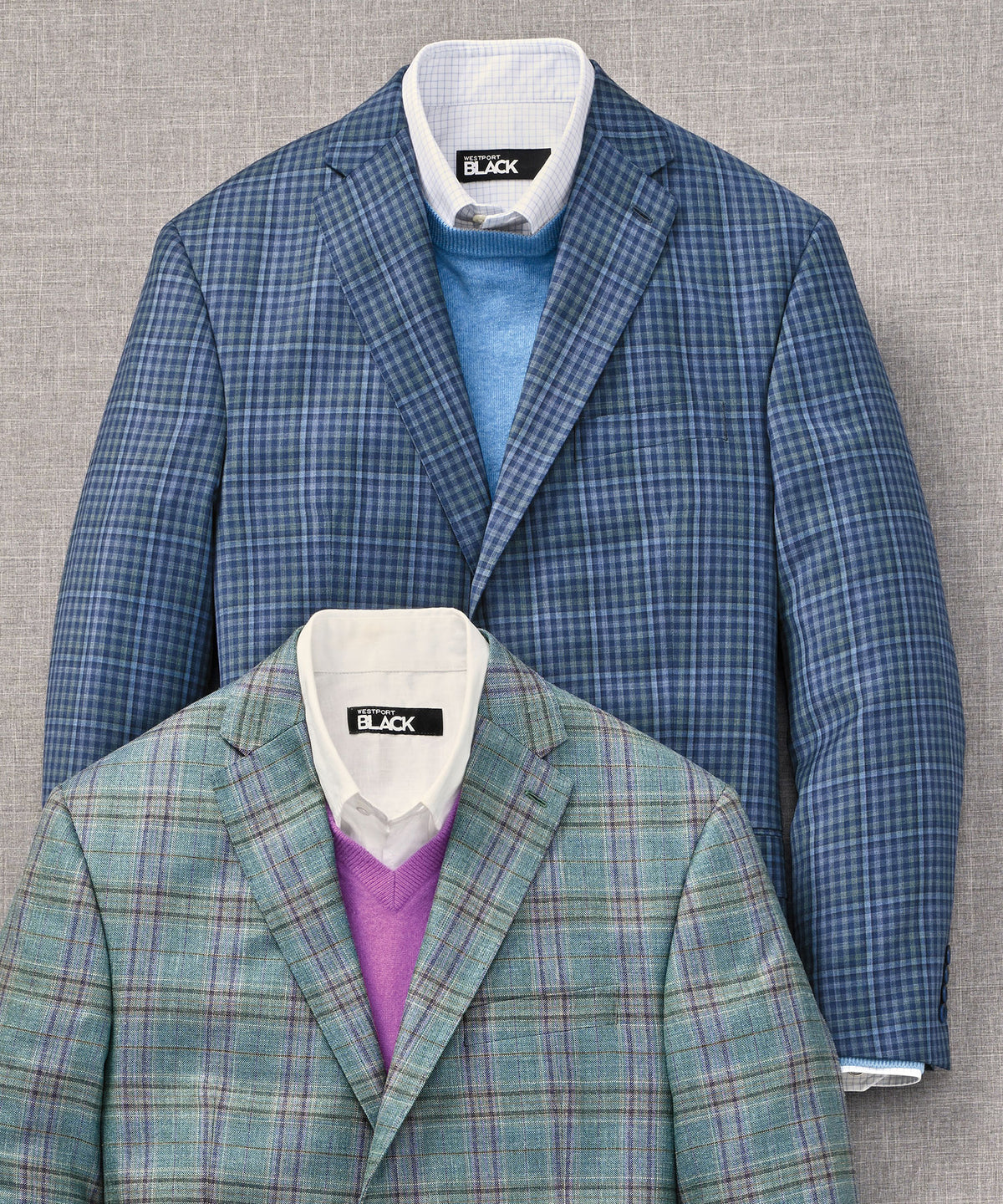 Westport Black Two-Button Side Vent Check Sport Coat, Men's Big & Tall