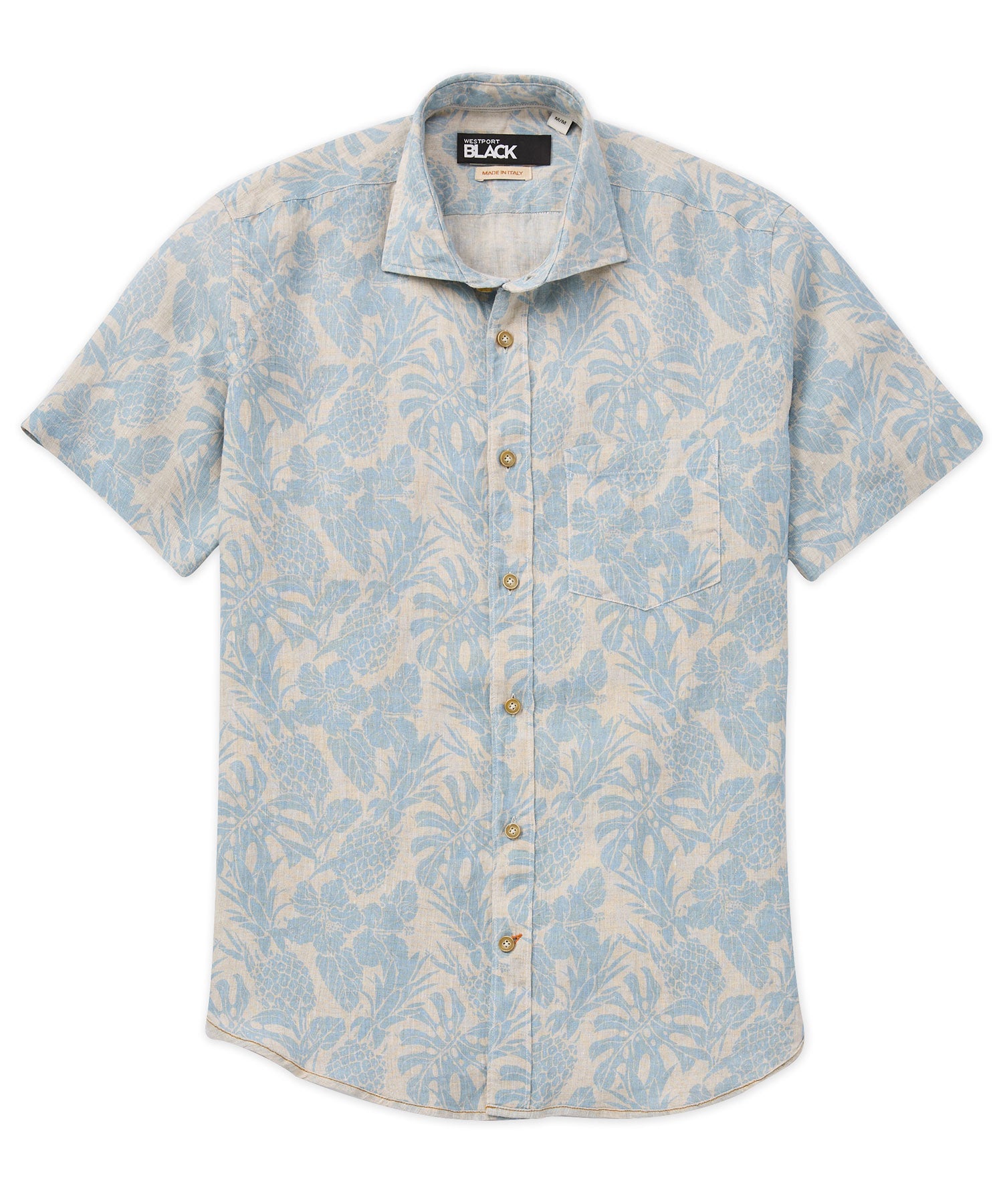 Westport Black Pineapple Printed Short Sleeve Sport Shirt, Men's Big & Tall