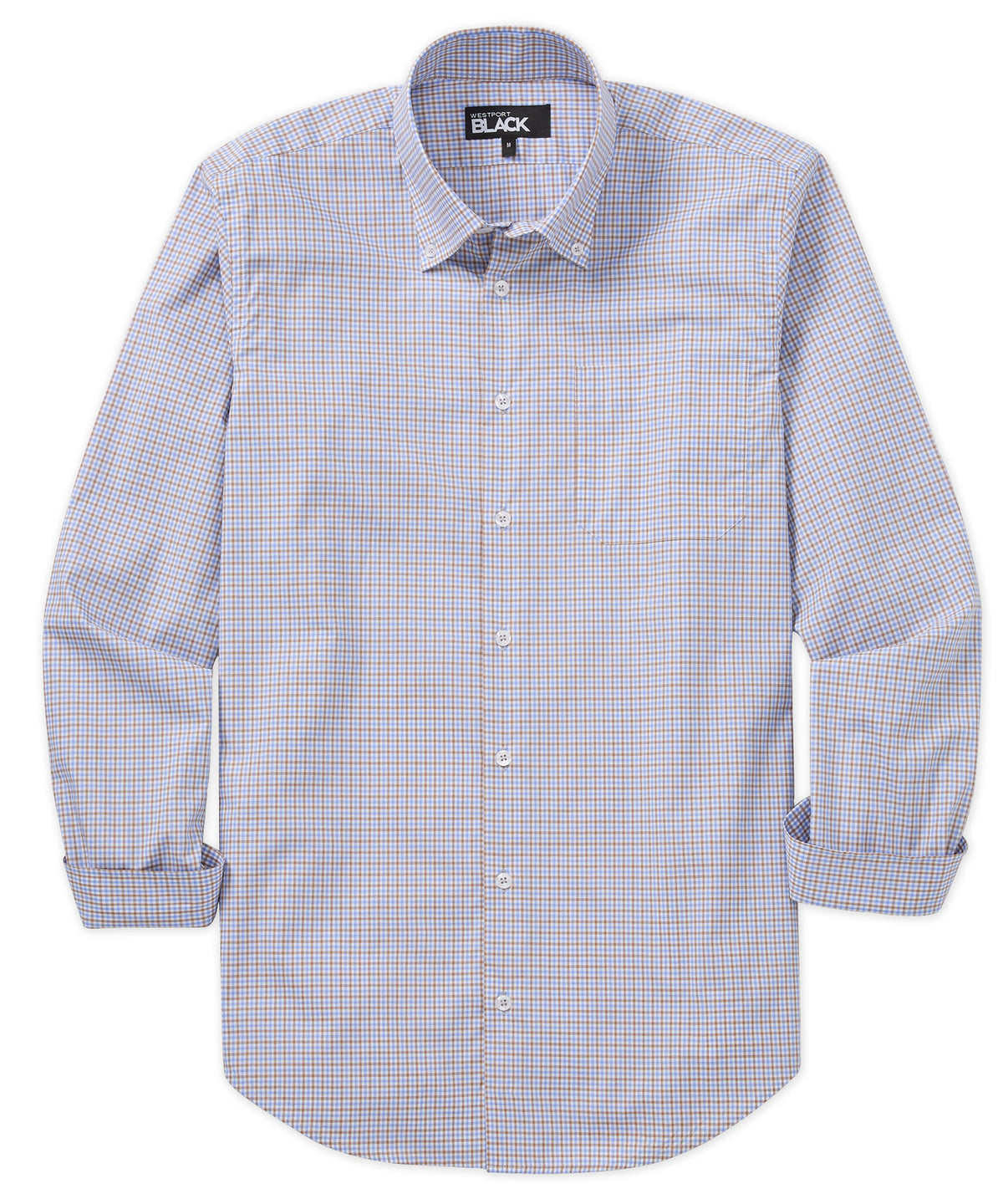 Westport Black Long Sleeve Button-Down Gingham Sport Shirt, Men's Big & Tall