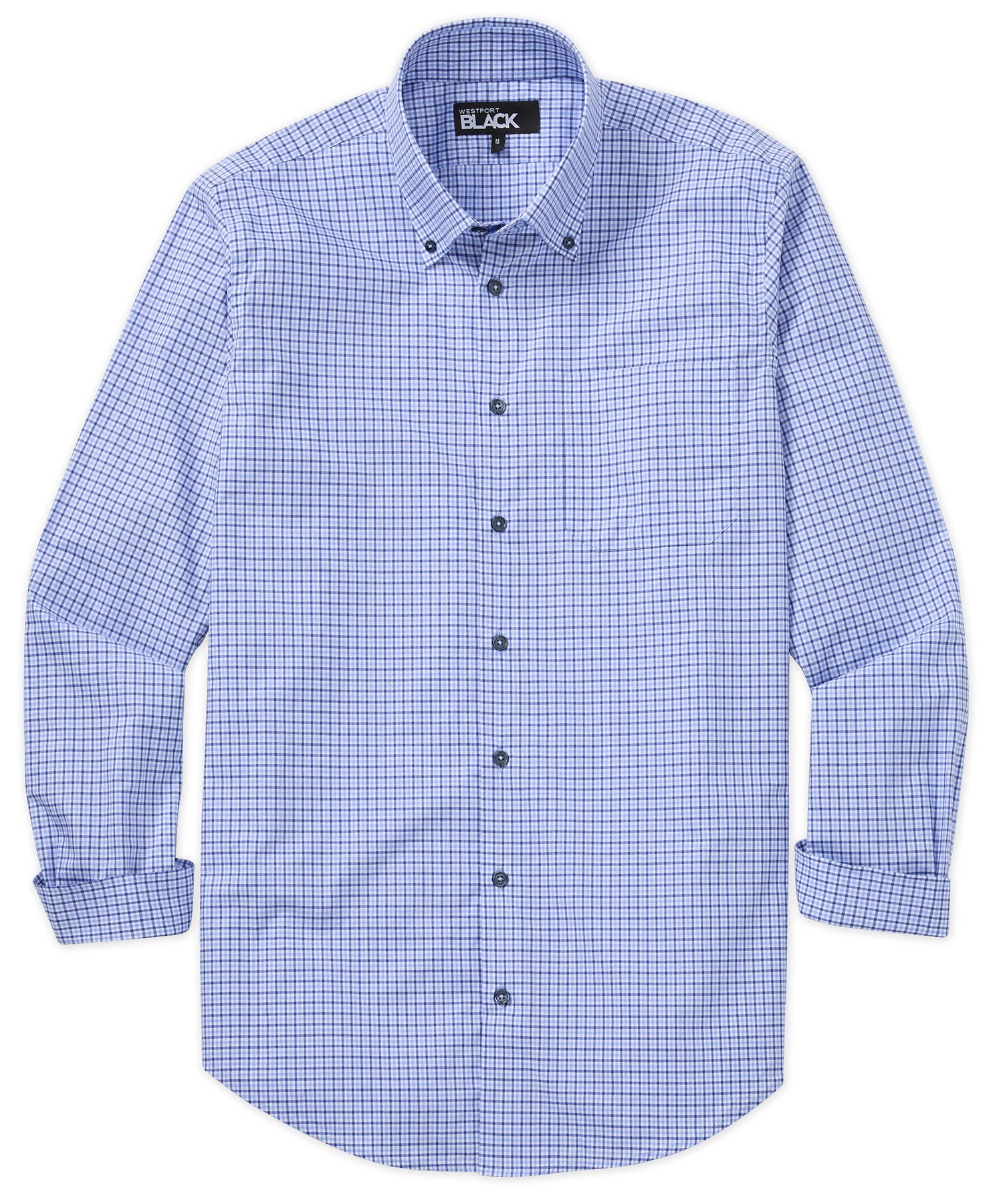 Westport Black Long Sleeve Button-Down Gingham Sport Shirt, Men's Big & Tall