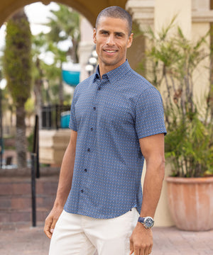 Westport Lifestyle Circle Print Performance Stretch Sport Shirt