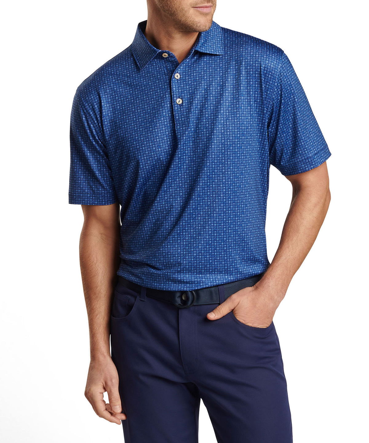 Peter Millar Short Sleeve 'Take A Chance' Print Jersey Polo Knit Shirt, Men's Big & Tall