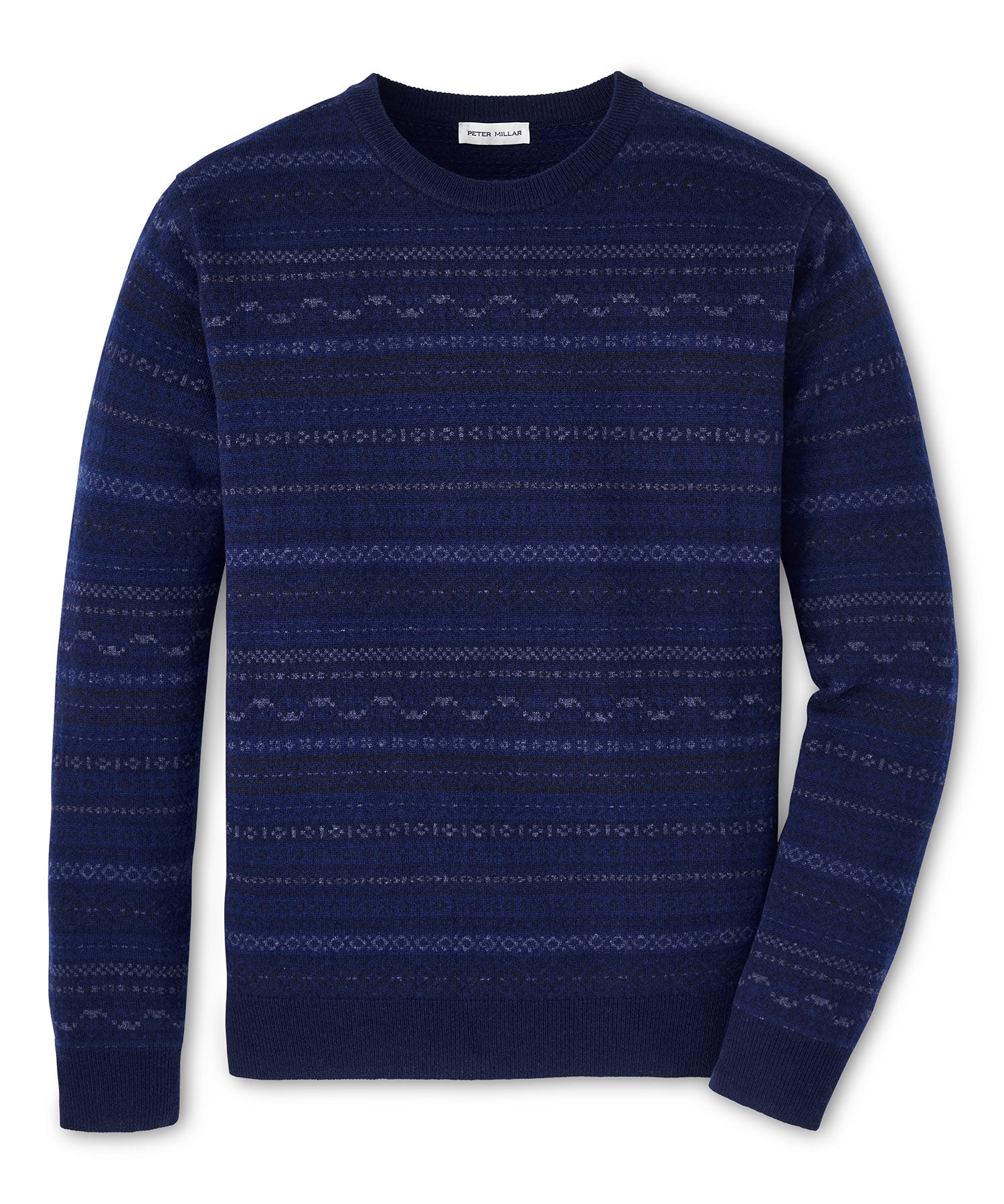 Peter Millar Midnight Fair Isle Crew Pullover Sweater, Men's Big & Tall