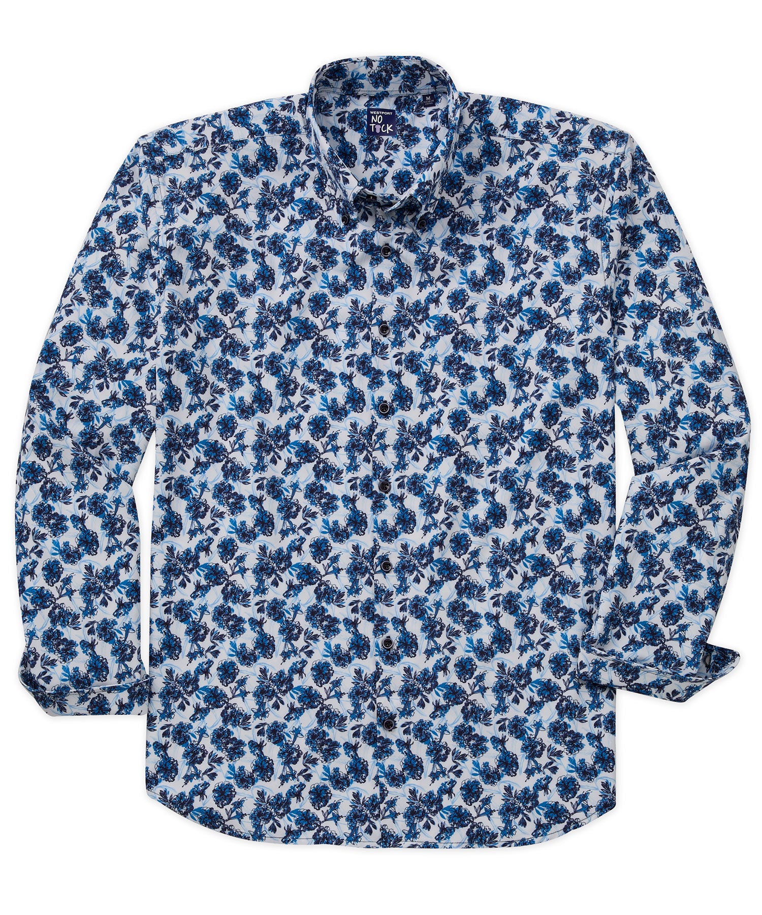 Westport No-Tuck Long Sleeve Button Down Collar Stretch Performance Floral Print Sport Shirt, Men's Big & Tall