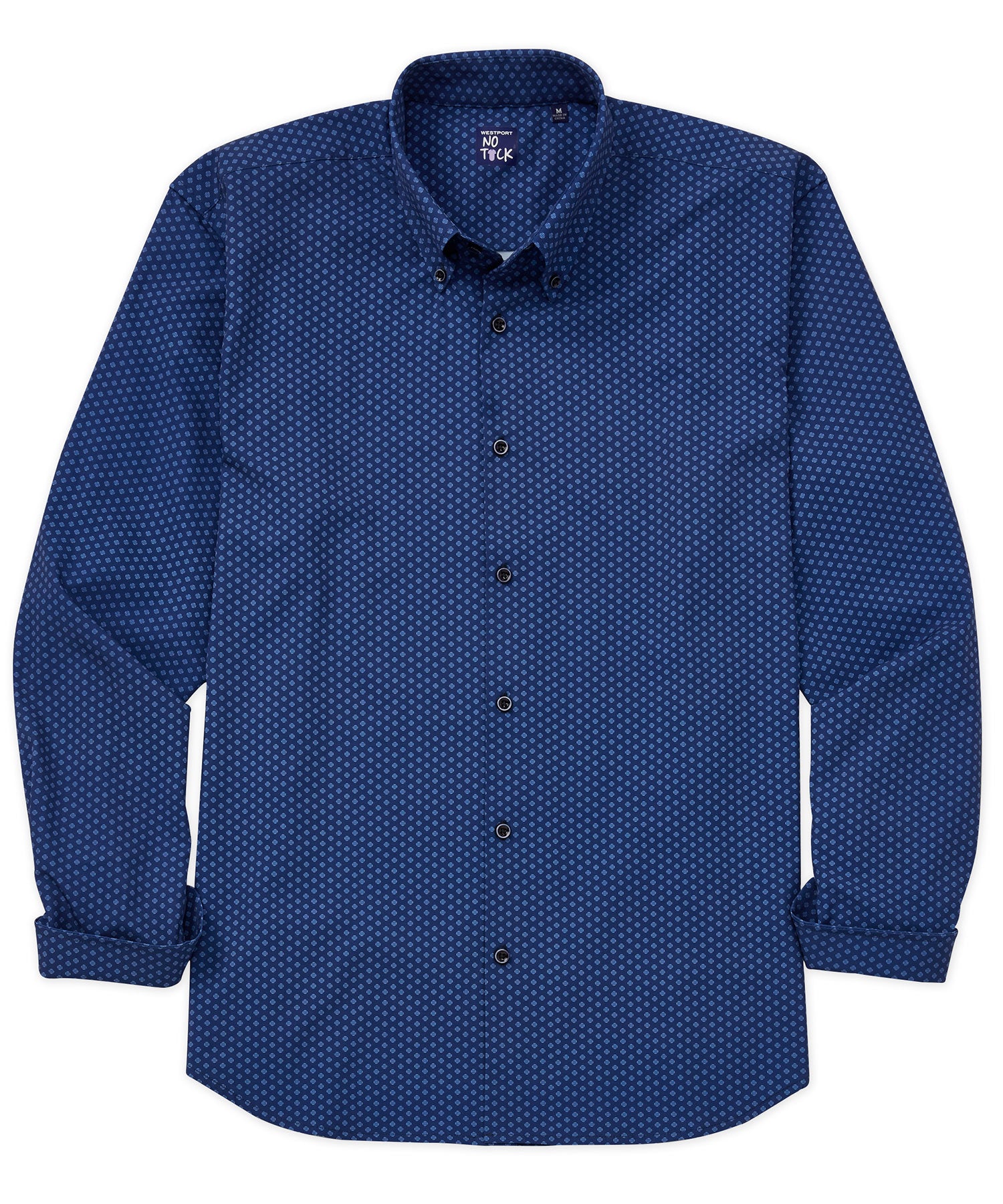 Westport No-Tuck Long Sleeve Button Down Collar Stretch Performance 'Boxed Apertures' Print Sport Shirt, Men's Big & Tall