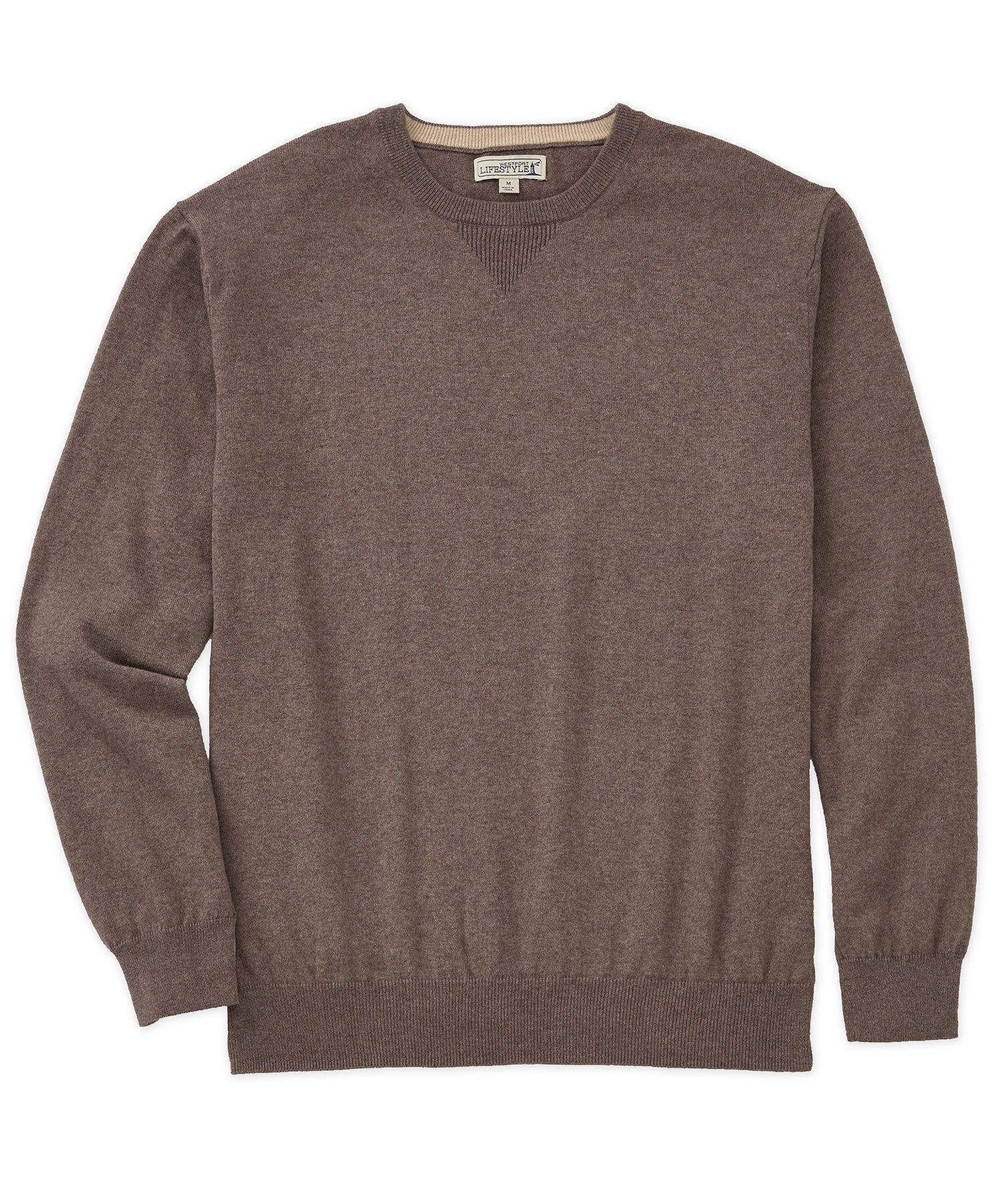 Westport Lifestyle Iconic Keyhole Cotton Cashmere Crew Pullover Sweater