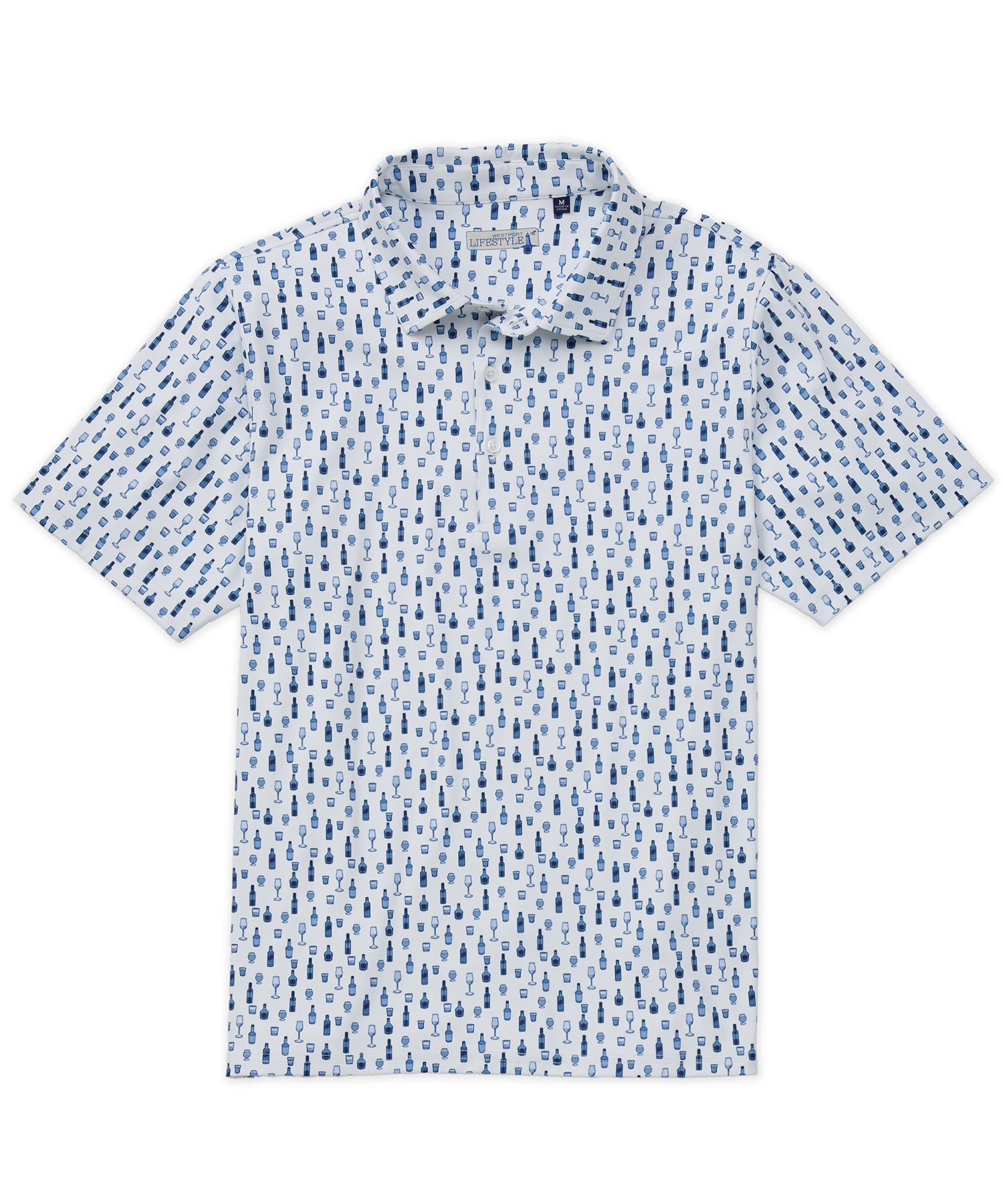 Westport Lifestyle Short Sleeve 'Bottles' Printed Performance Polo Knit Shirt, Men's Big & Tall