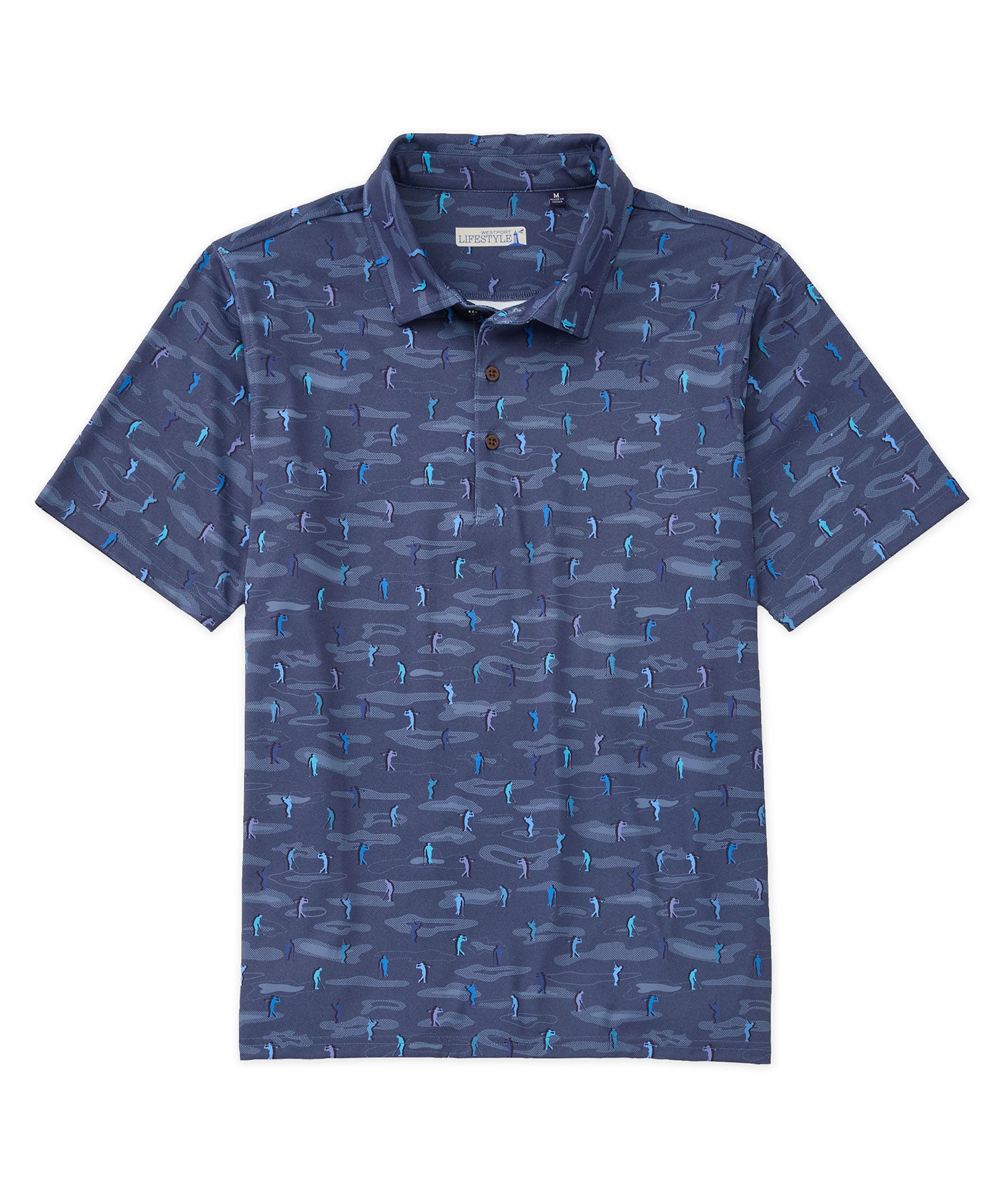 Westport Lifestyle Short Sleeve 'Golfer' Printed Performance Polo Knit Shirt, Men's Big & Tall