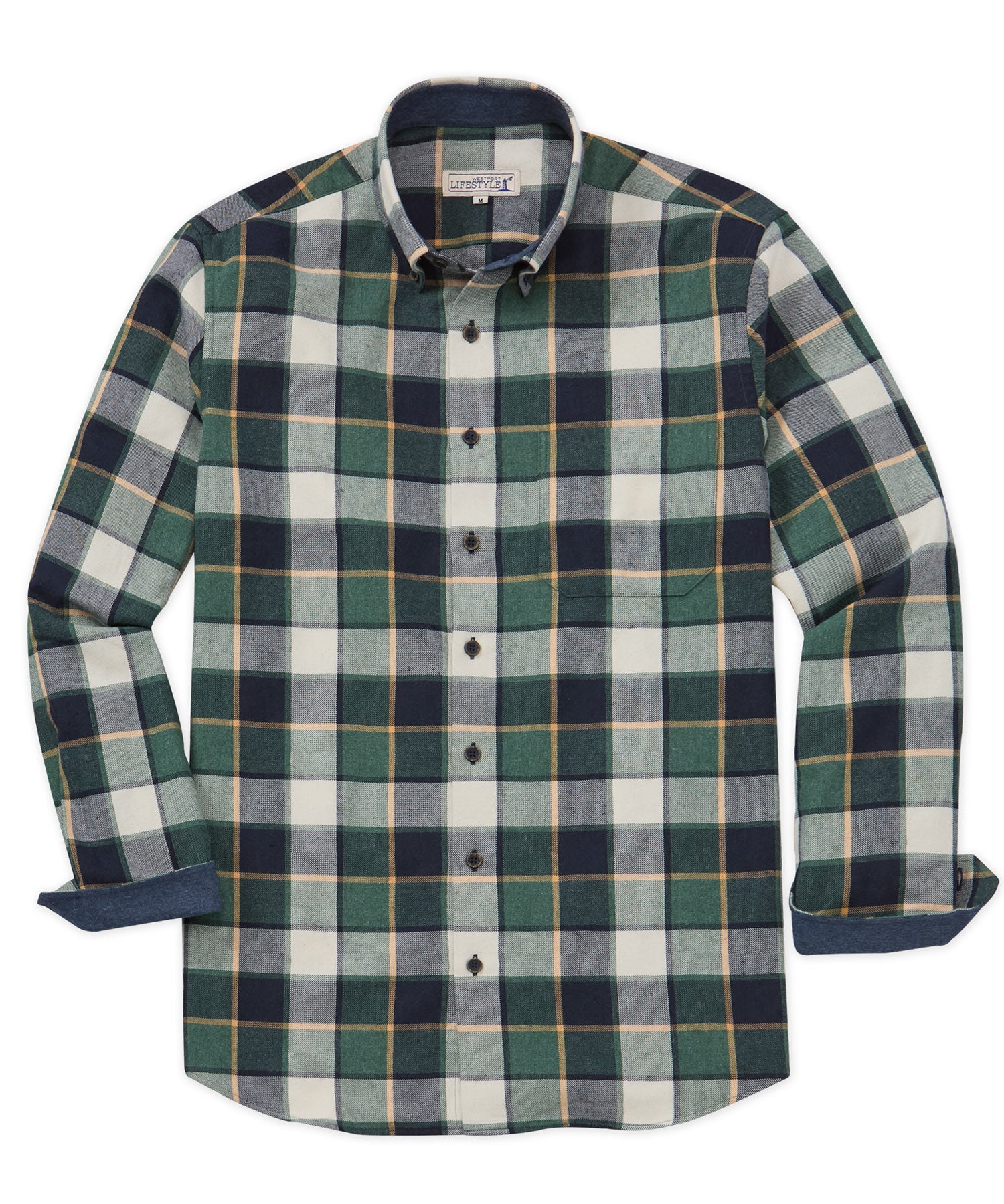 Westport Lifestyle Long Sleeve Button Down Collar Flannel Sport Shirt, Men's Big & Tall