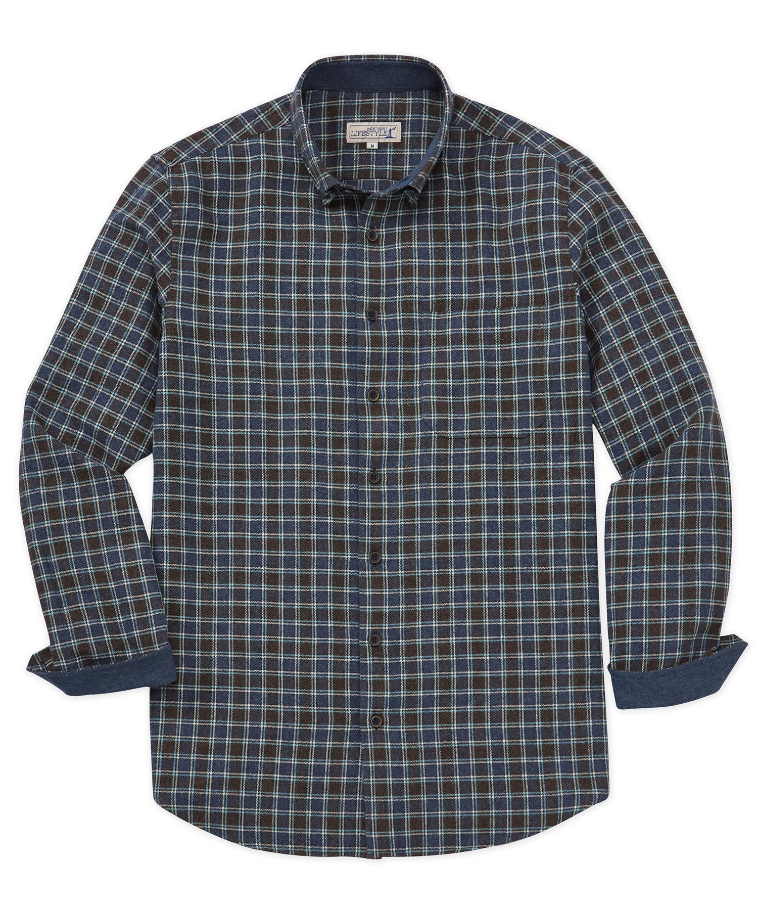 Westport Lifestyle Long Sleeve Button Down Collar Flannel Sport Shirt, Men's Big & Tall