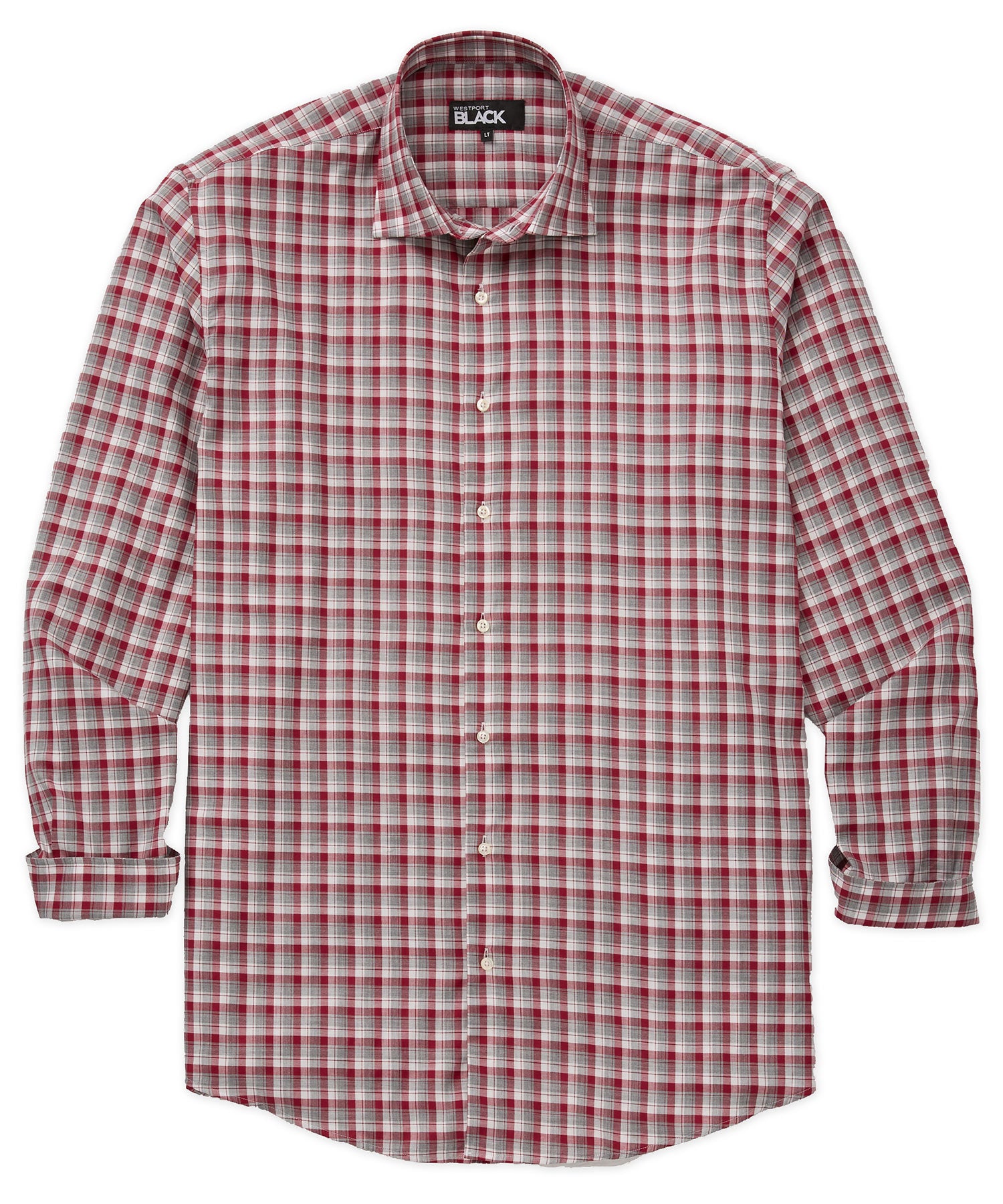 Westport Black Long Sleeve Spread Collar Box Print Plaid Sport Shirt, Men's Big & Tall