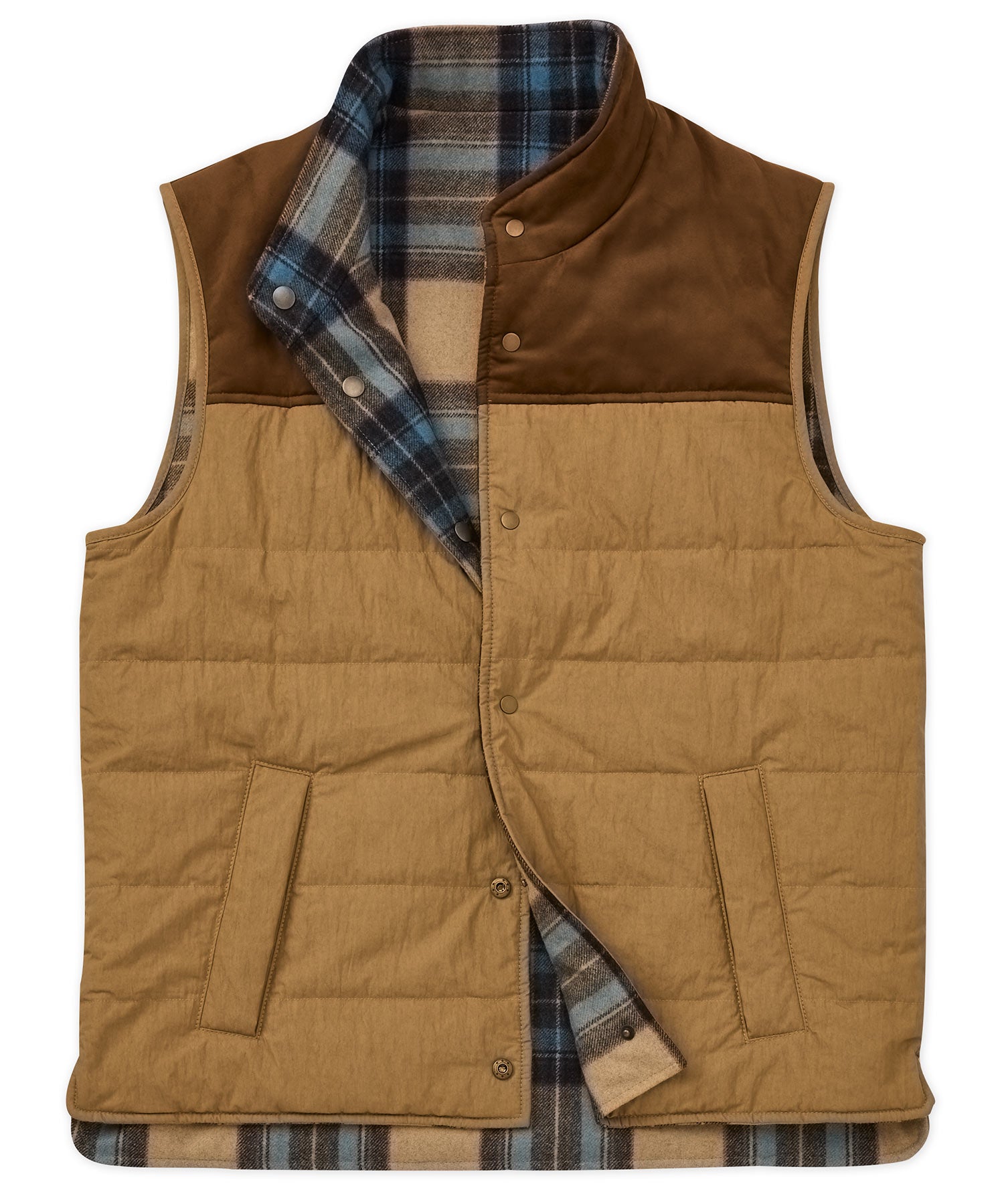 Westport Black Reversible Quilted Plaid Vest, Men's Big & Tall