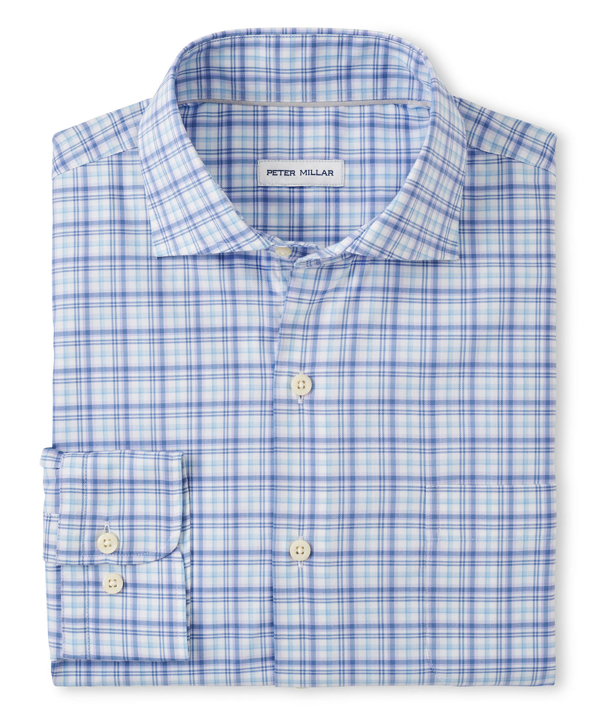 Peter Millar Long Sleeve Spread Collar Plaid 'Garrow' Sport Shirt, Men's Big & Tall