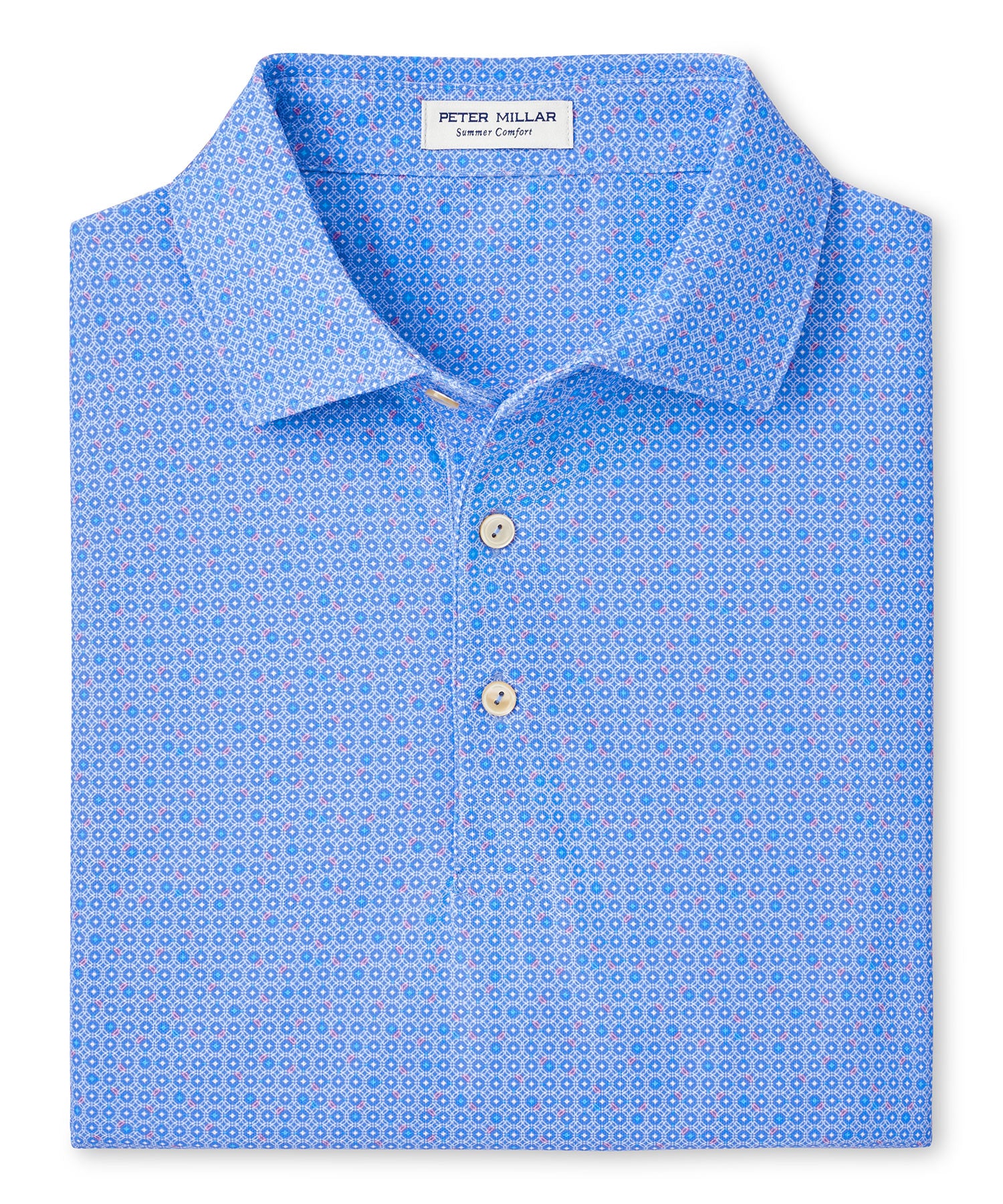 Peter Millar Short Sleeve Casa Nova Print Mesh Polo Knit Shirt