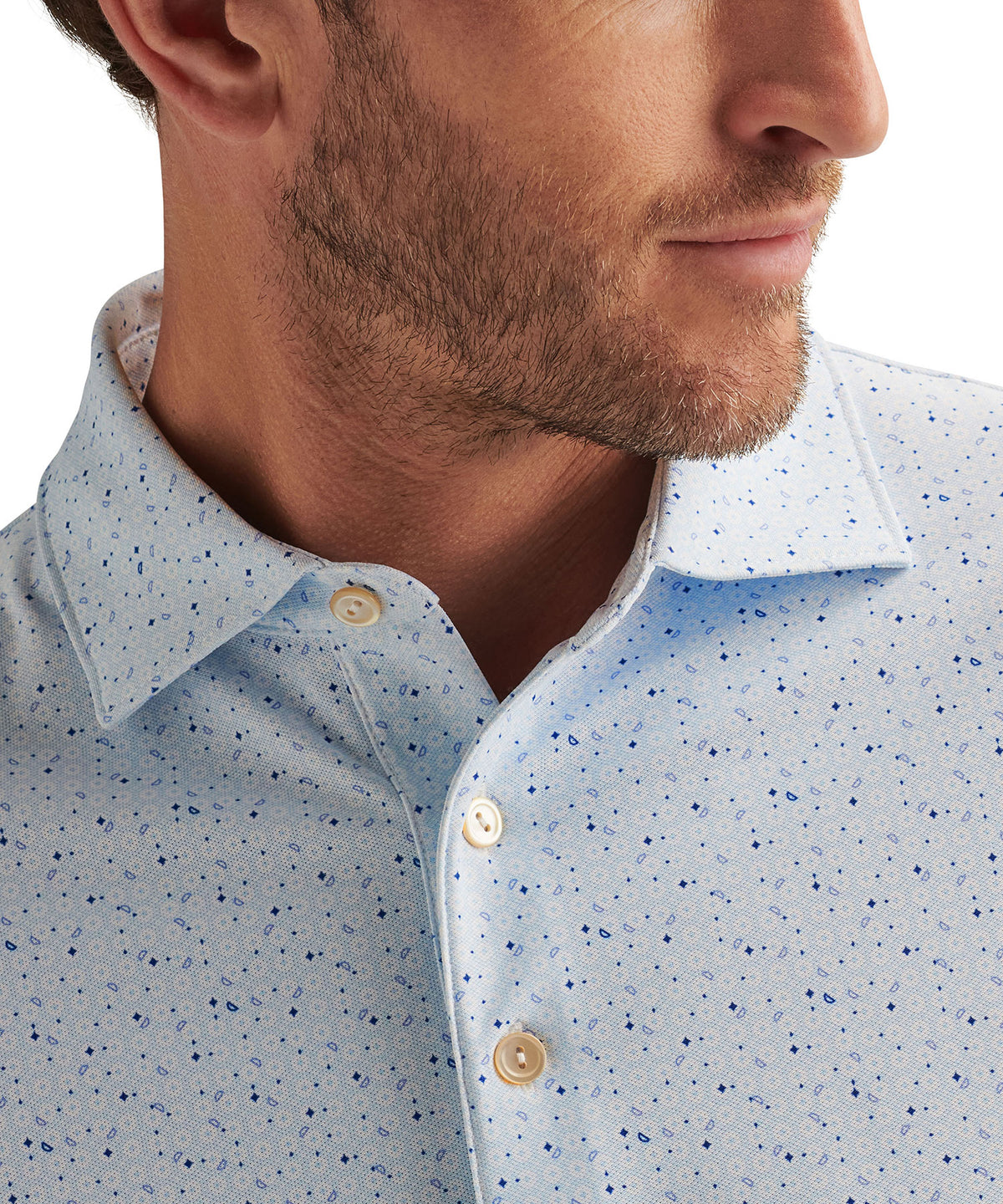 Peter Millar Short Sleeve Casa Nova Print Mesh Polo Knit Shirt, Men's Big & Tall