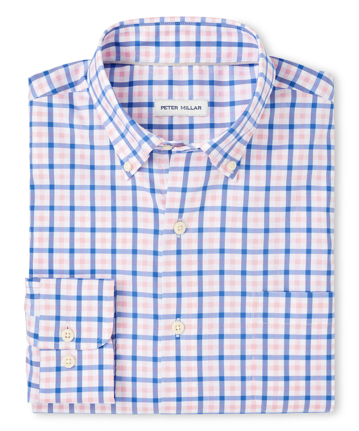 Peter Millar Long Sleeve Button Down Plaid Gardner Sport Shirt, Men's Big & Tall