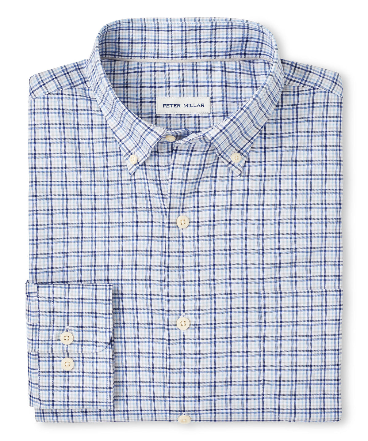 Peter Millar Long Sleeve Button Down Collar Plaid Albert Sport Shirt, Men's Big & Tall