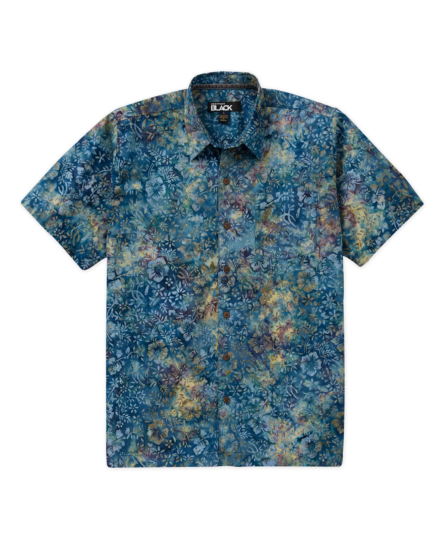 Westport Black Short Sleeve Batik Print Camp Shirt