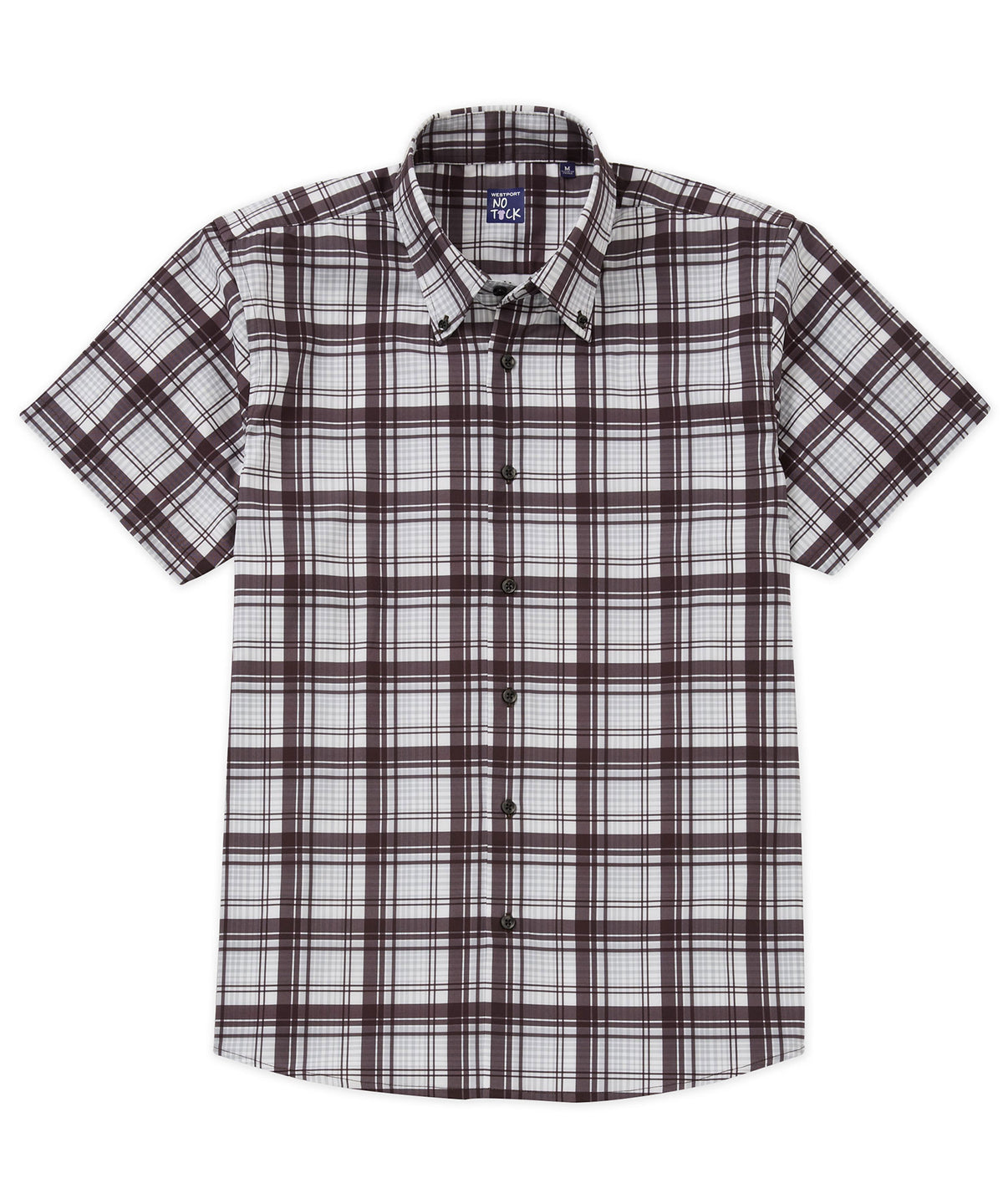 Westport No-Tuck Short Sleeve Button Down Collar Stretch Performance Plaid Sport Shirt, Men's Big & Tall