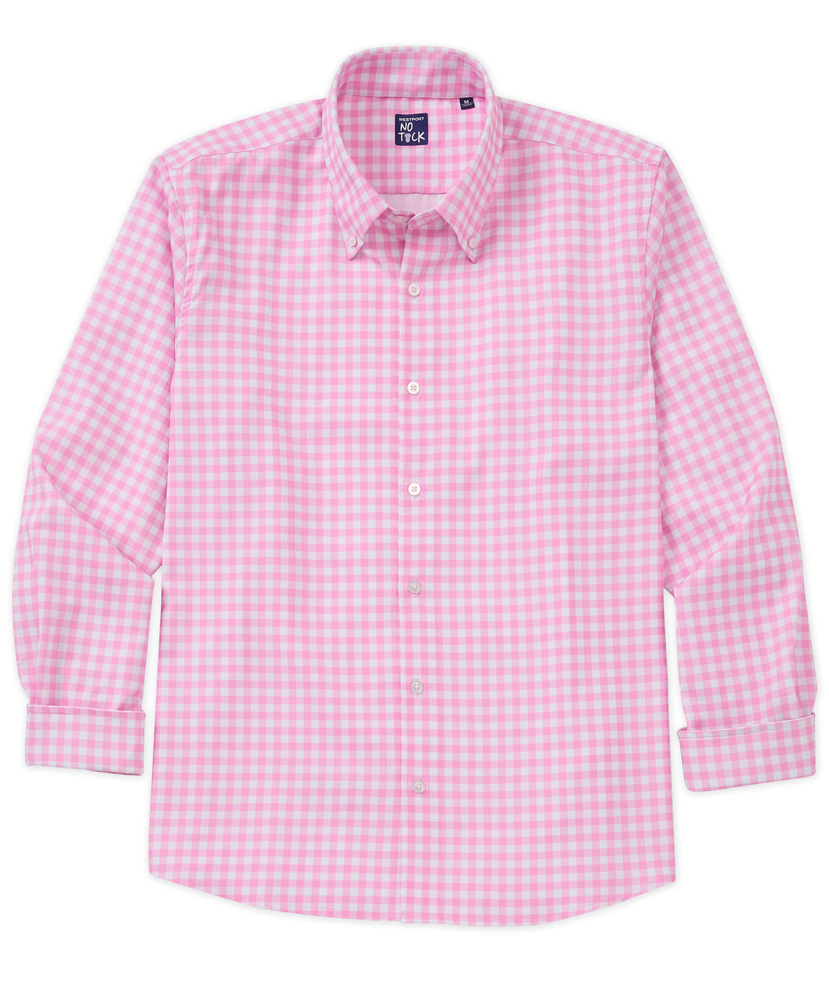 Westport No-Tuck Long Sleeve Button Down Collar Stretch Performance Gingham Sport Shirt, Men's Big & Tall