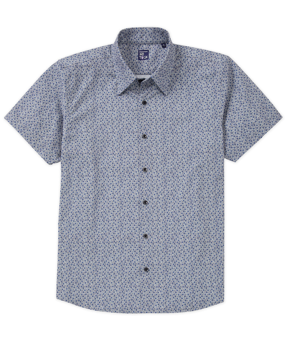 Westport No-Tuck Short Sleeve Button Under Collar Stretch Performance 'Paisley Bloom' Sport Shirt, Men's Big & Tall