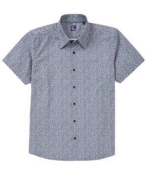 Westport No-Tuck Short Sleeve Button Under Collar Stretch Performance 'Paisley Bloom' Sport Shirt