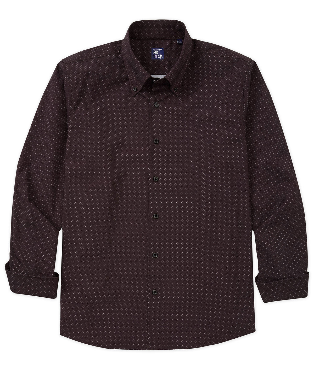 Westport No-Tuck Long Sleeve Button Down Collar Stretch Performance 'Dashes' Sport Shirt, Men's Big & Tall