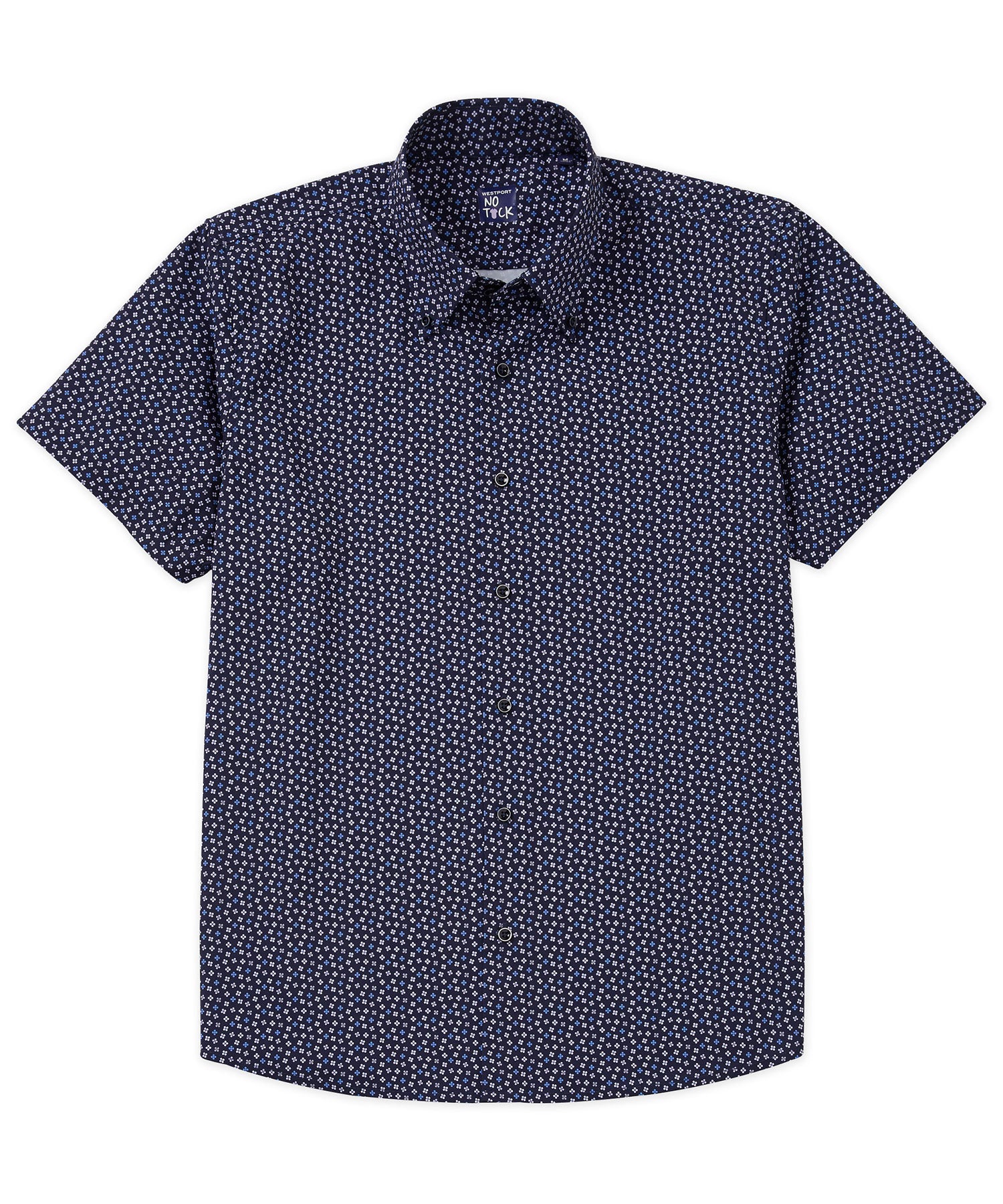 Westport No-Tuck Short Sleeve Button Down Collar Stretch Performance 'Petal Power' Toss Geo Sport Shirt